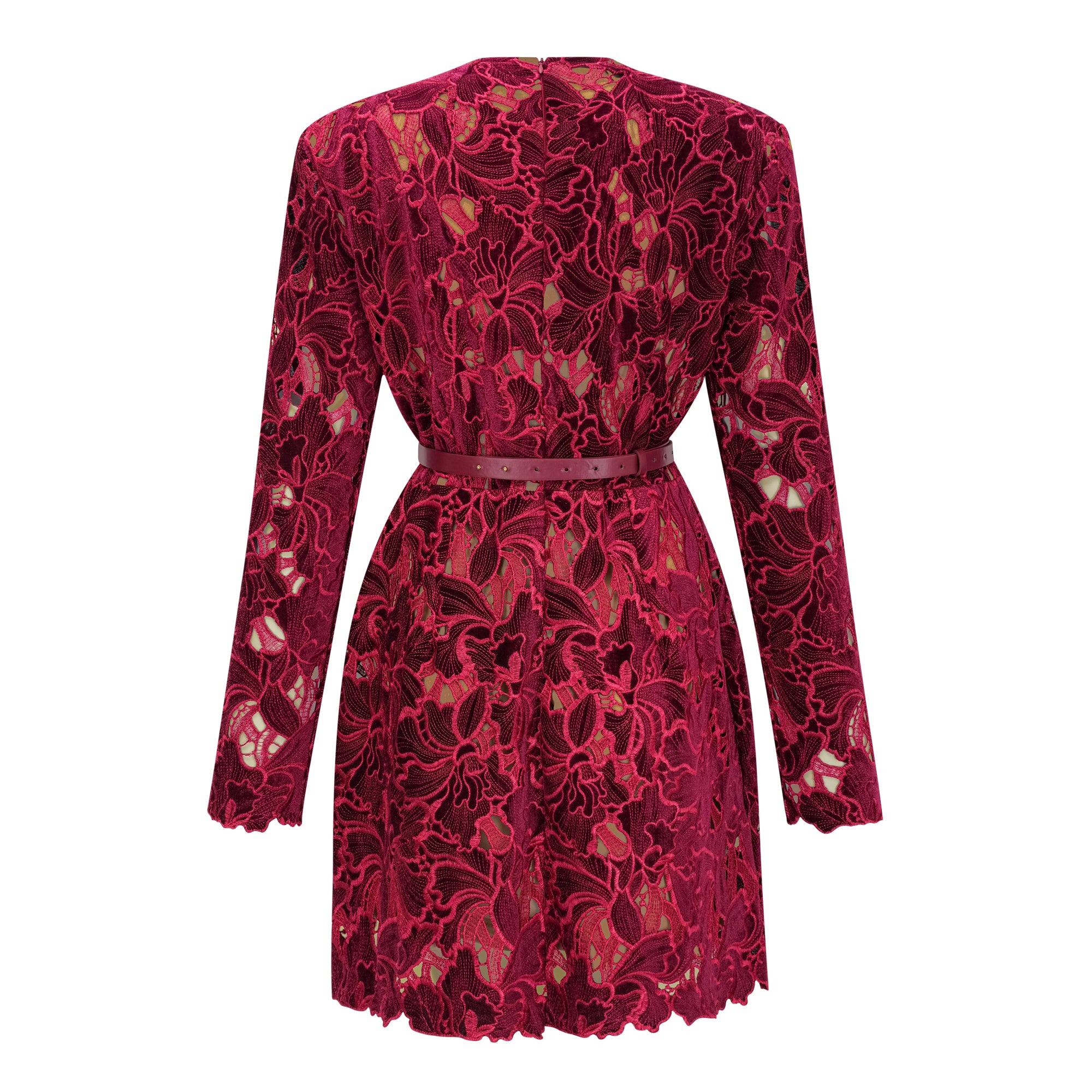 Hafdis Rotes Minikleid mit Blumenstickerei