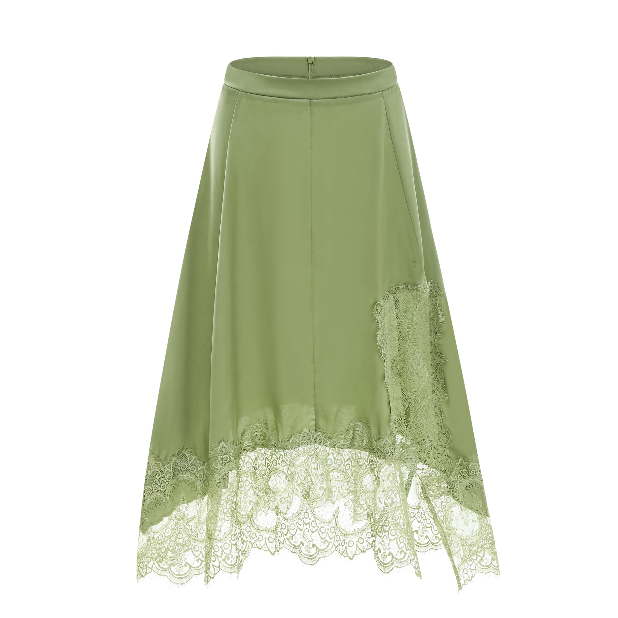 Spitzenoberteil & Spitzenrock in Salbeigrün