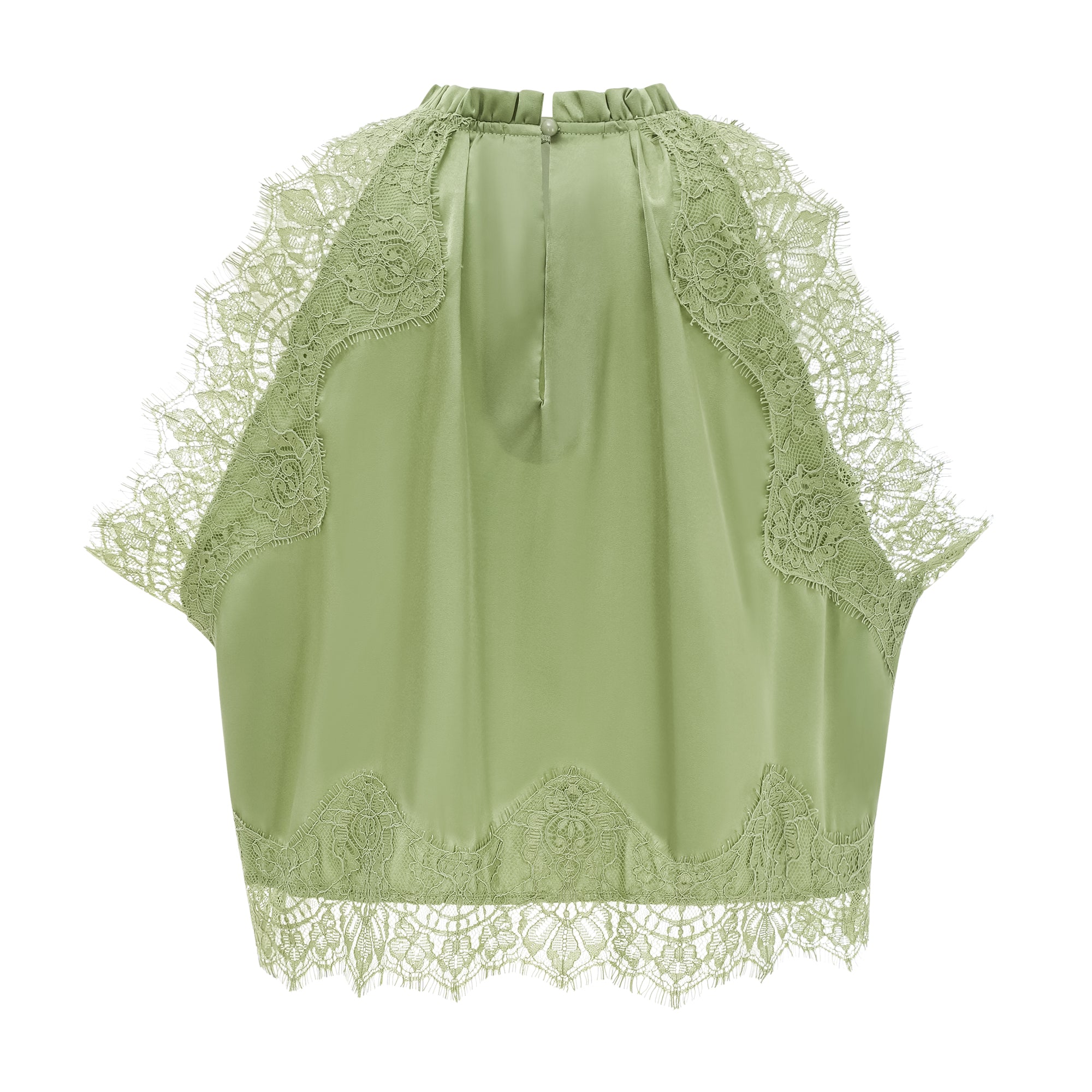 Spitzenoberteil & Spitzenrock in Salbeigrün