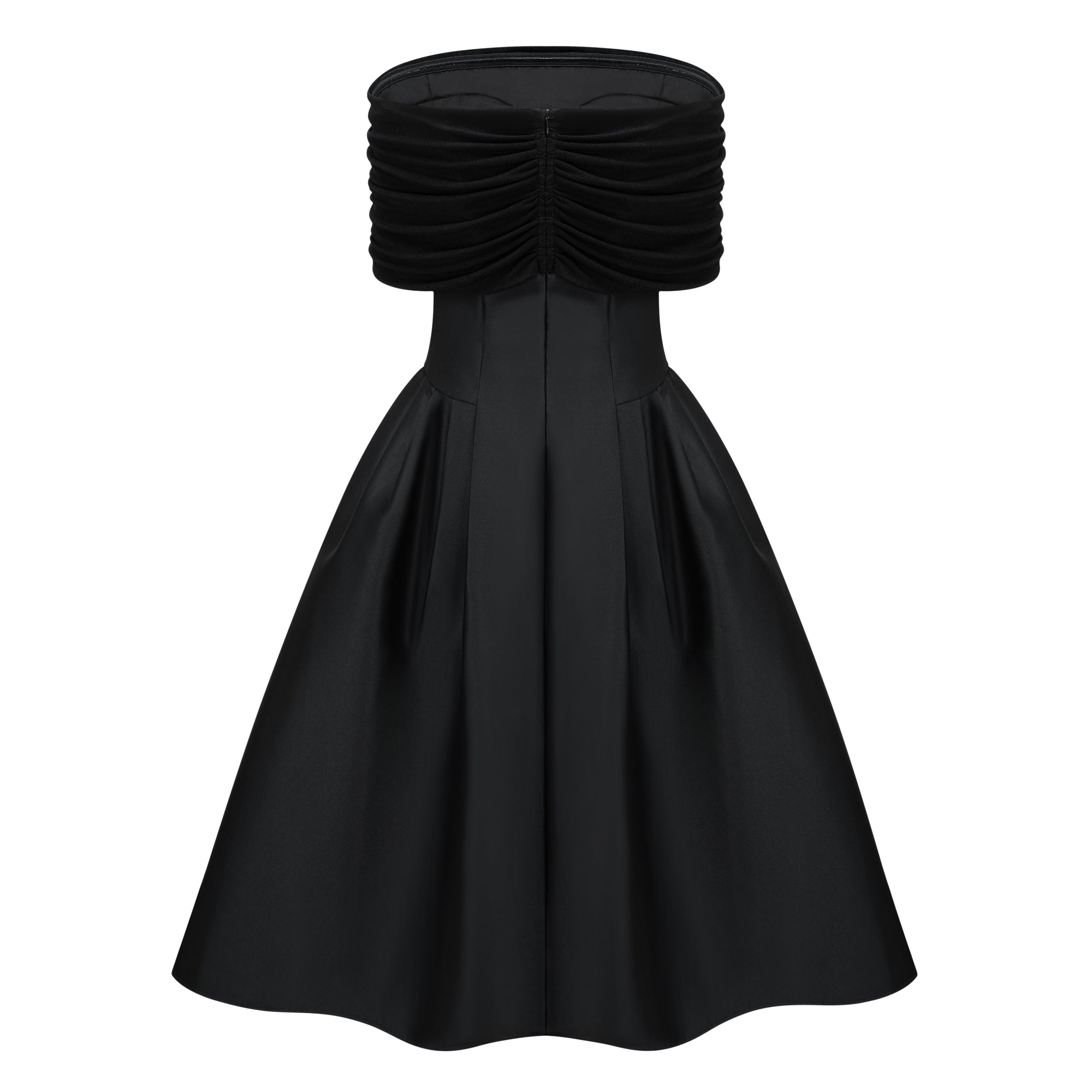 Black Off Shoulder Polished Midi Dress