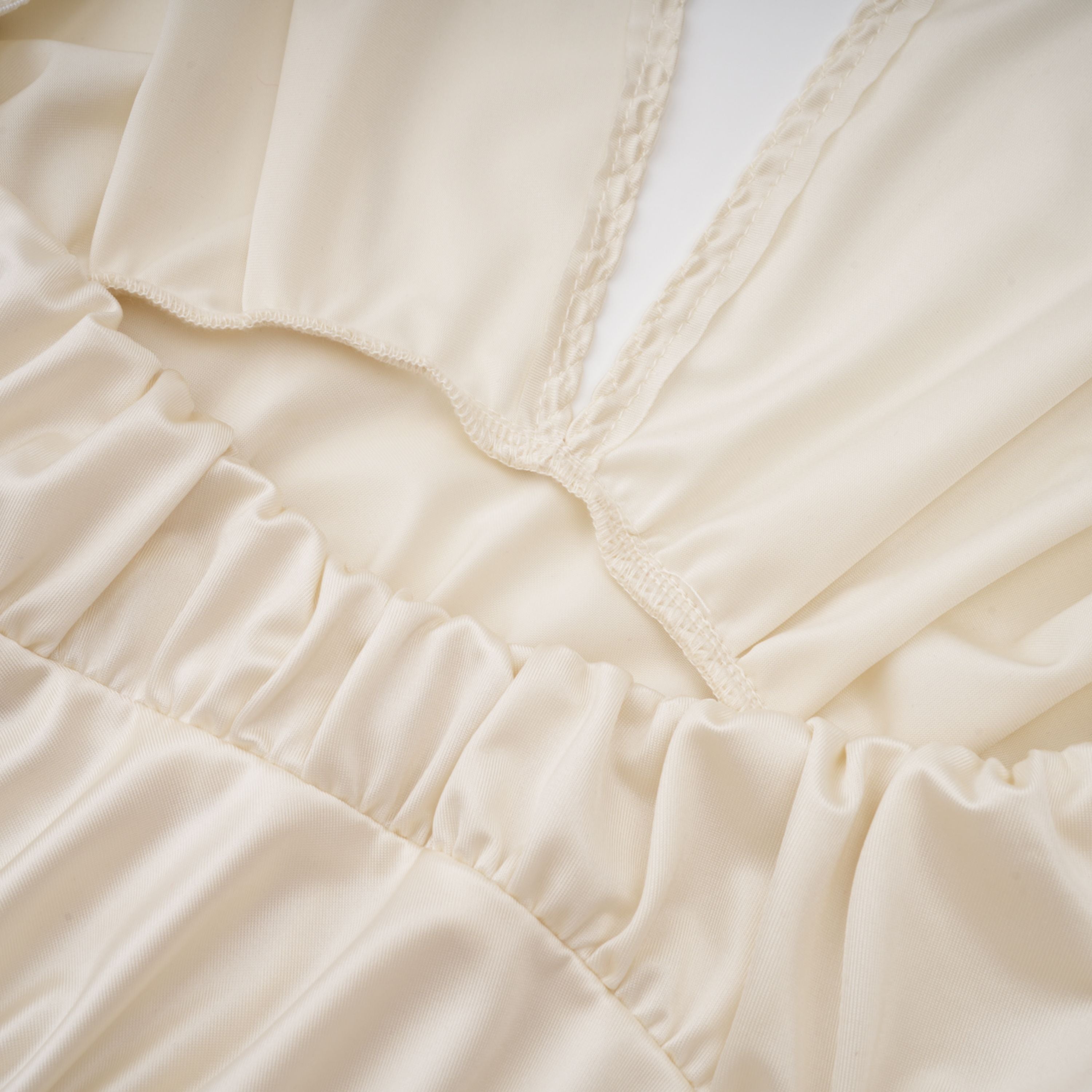 Vilhelmiina Cream White Halterneck Shirred Maxi Dress