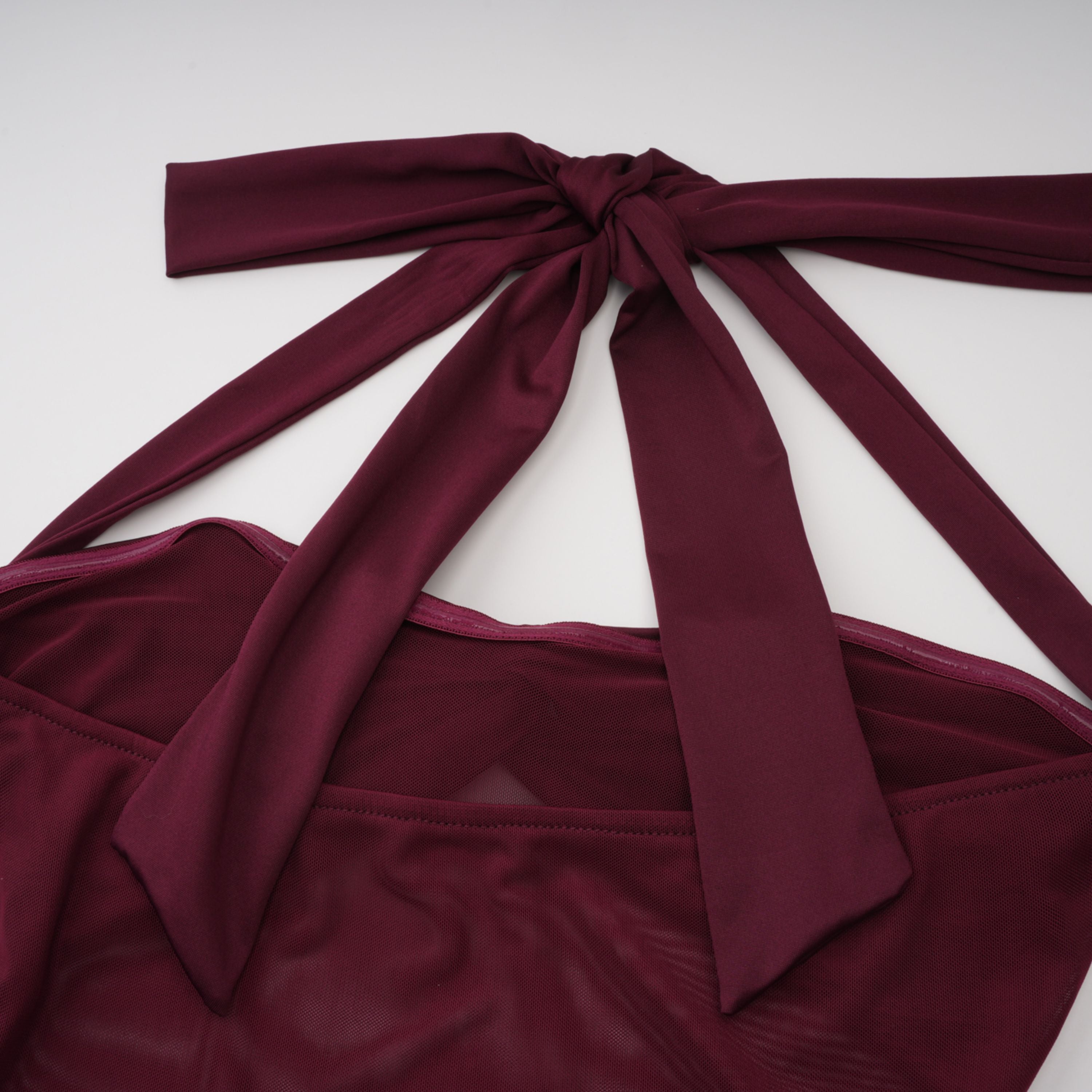 Amandine Burgundy Halterneck Gathered Maxi Dress