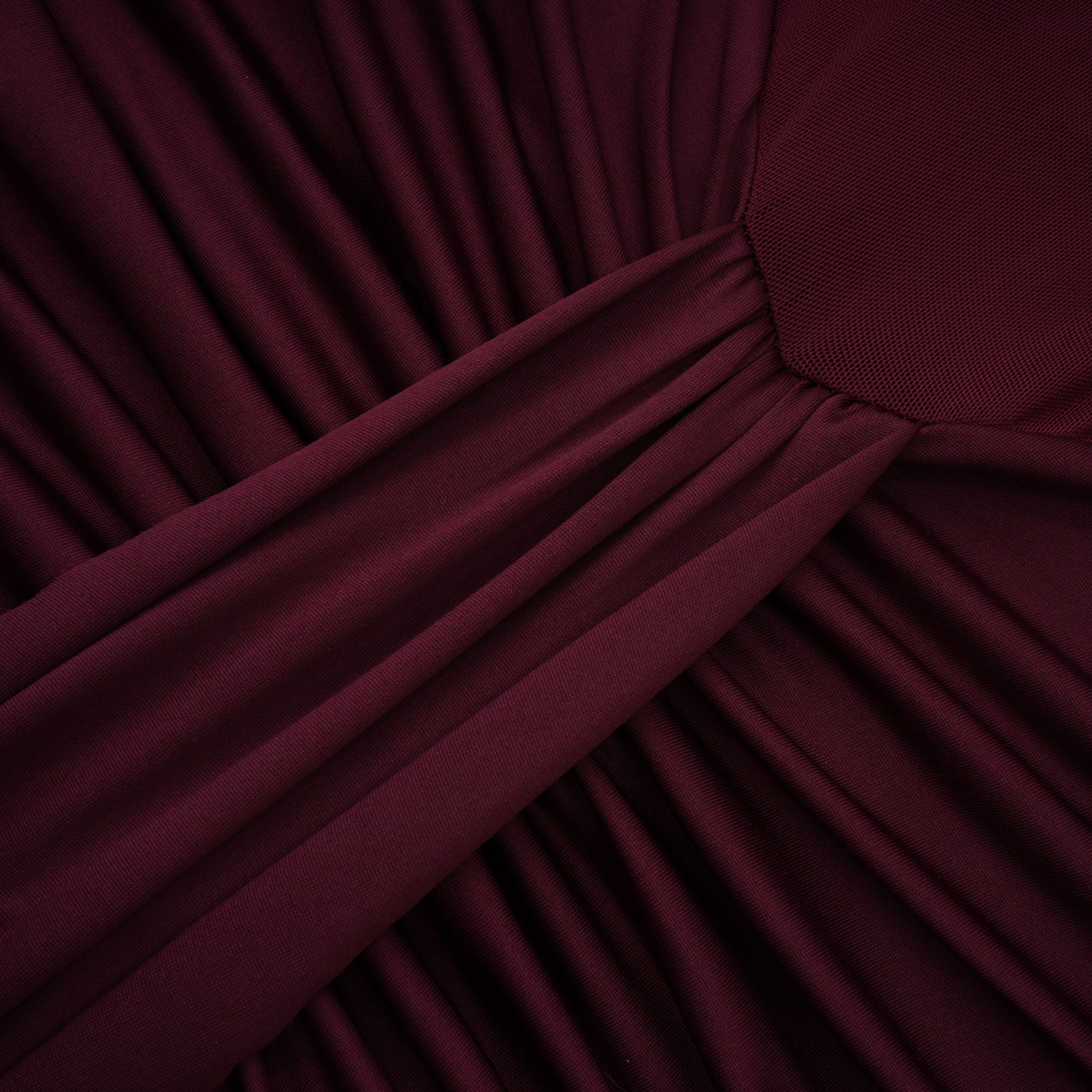 Amandine Burgunder Halterneck Maxikleid mit Raffungen