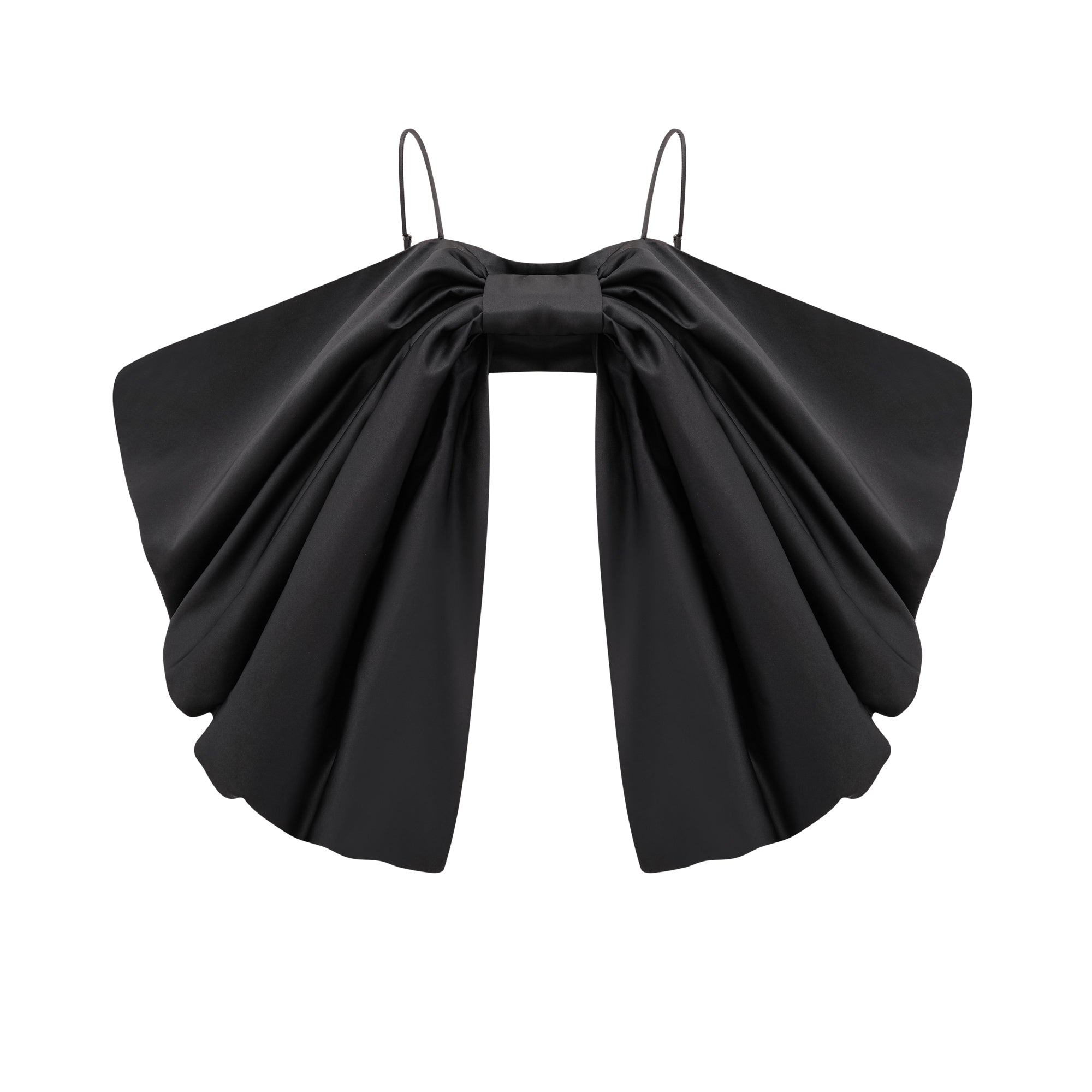 Solène bowknot scoop-back top in Black