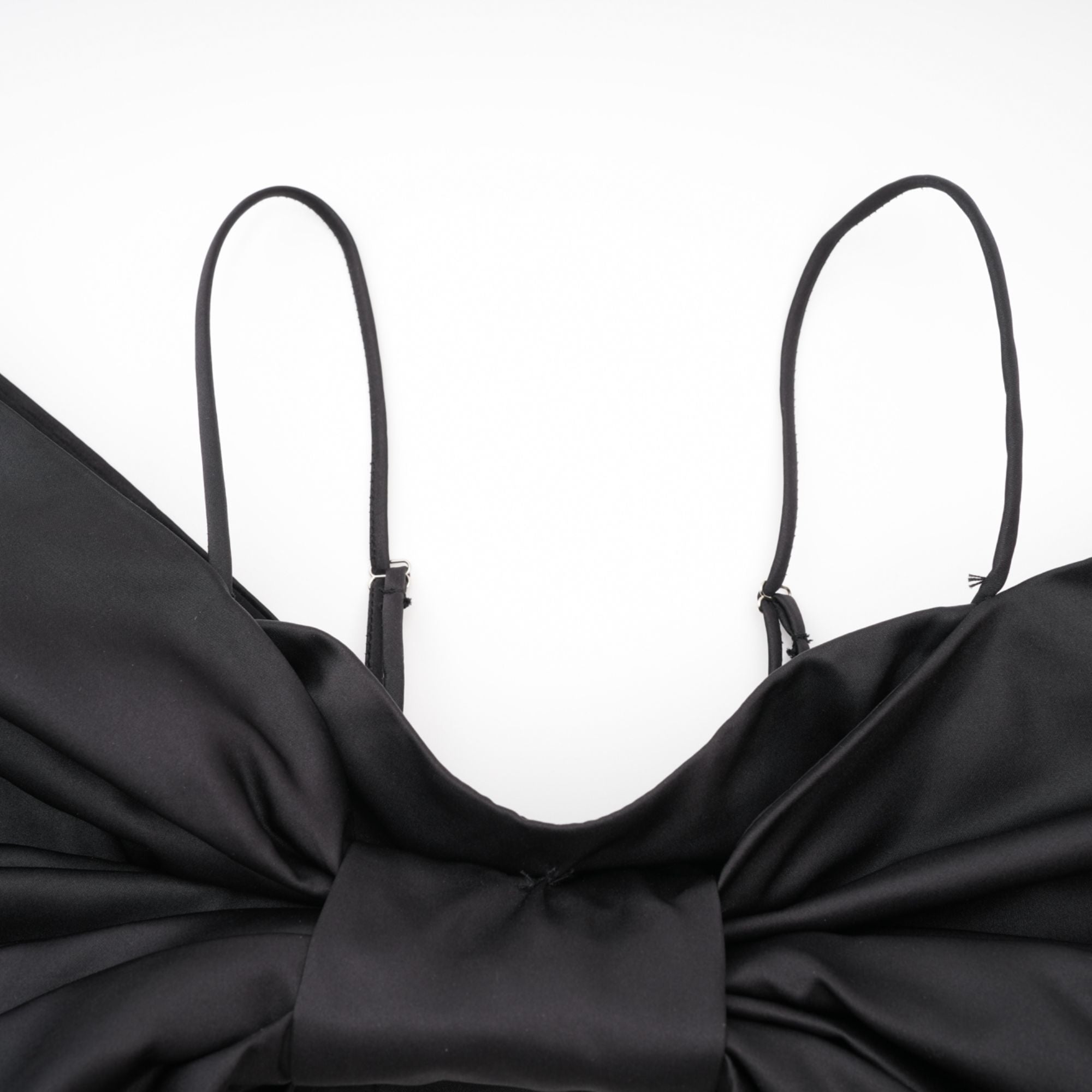 Solène bowknot scoop-back top in Black
