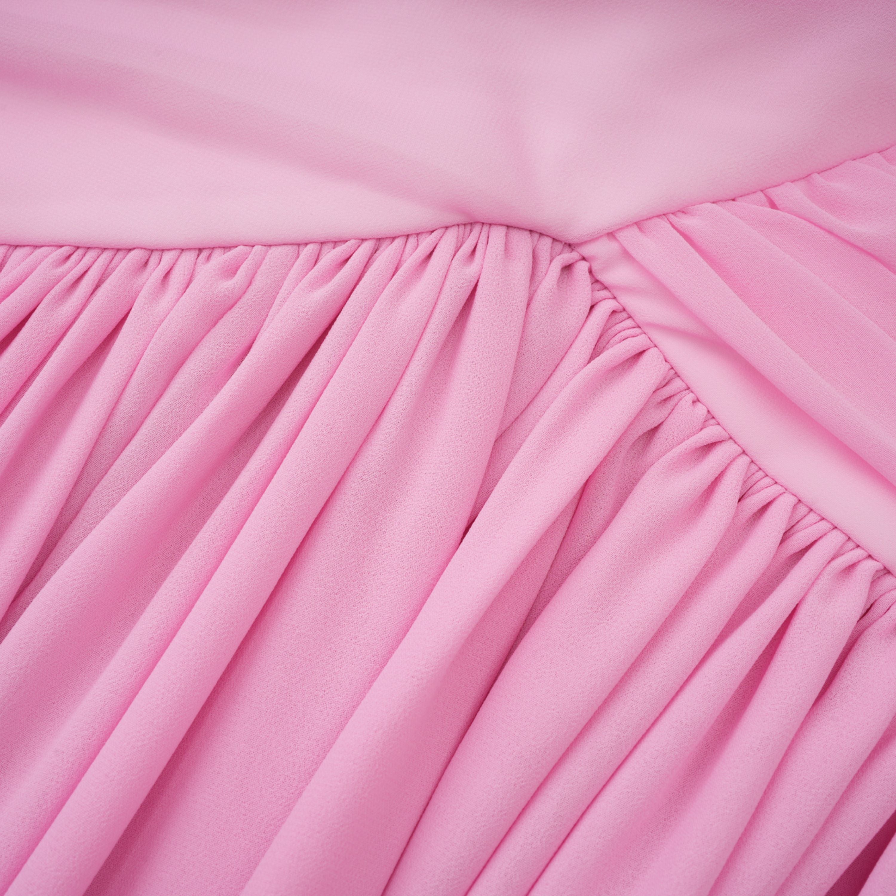 Laetitia Pink Pleated Train Ruched Maxi Dress