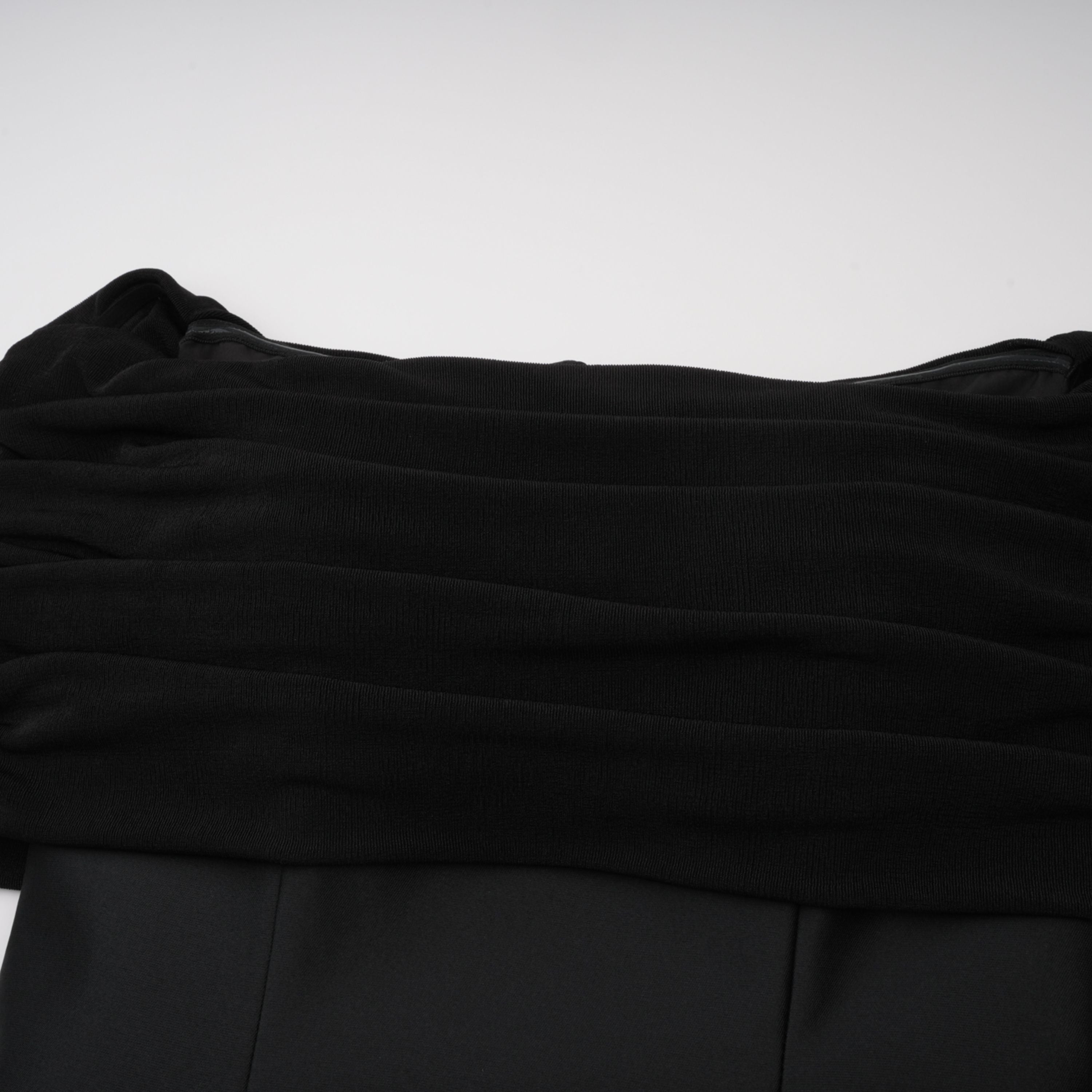 Black Off Shoulder Polished Midi Dress