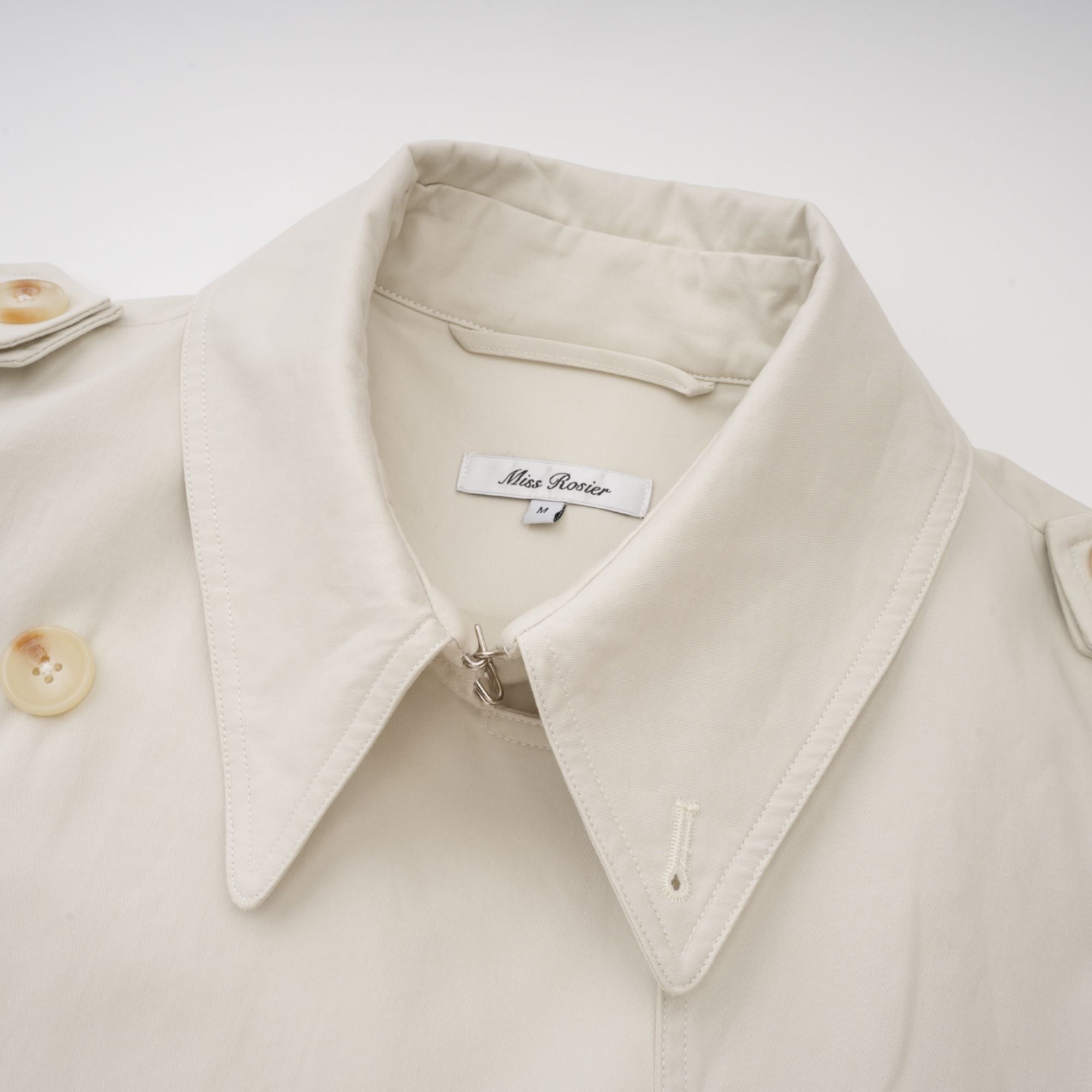 Bruyère White Double-Breasted Long Trench Coat