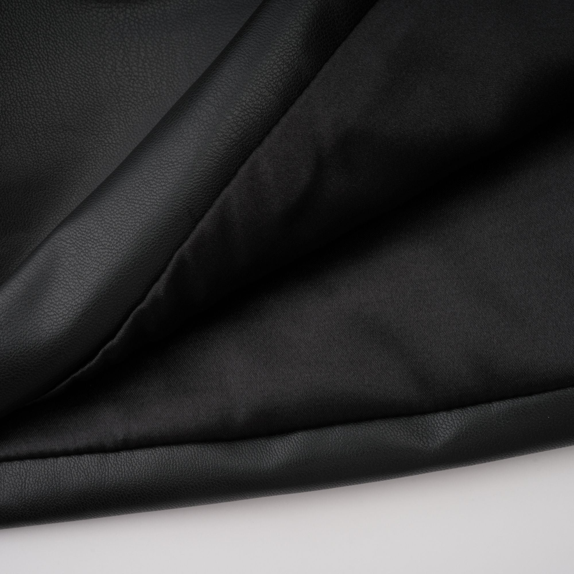 Agnes Schwarzes, gerafftes Leder-Bodycon-Minikleid