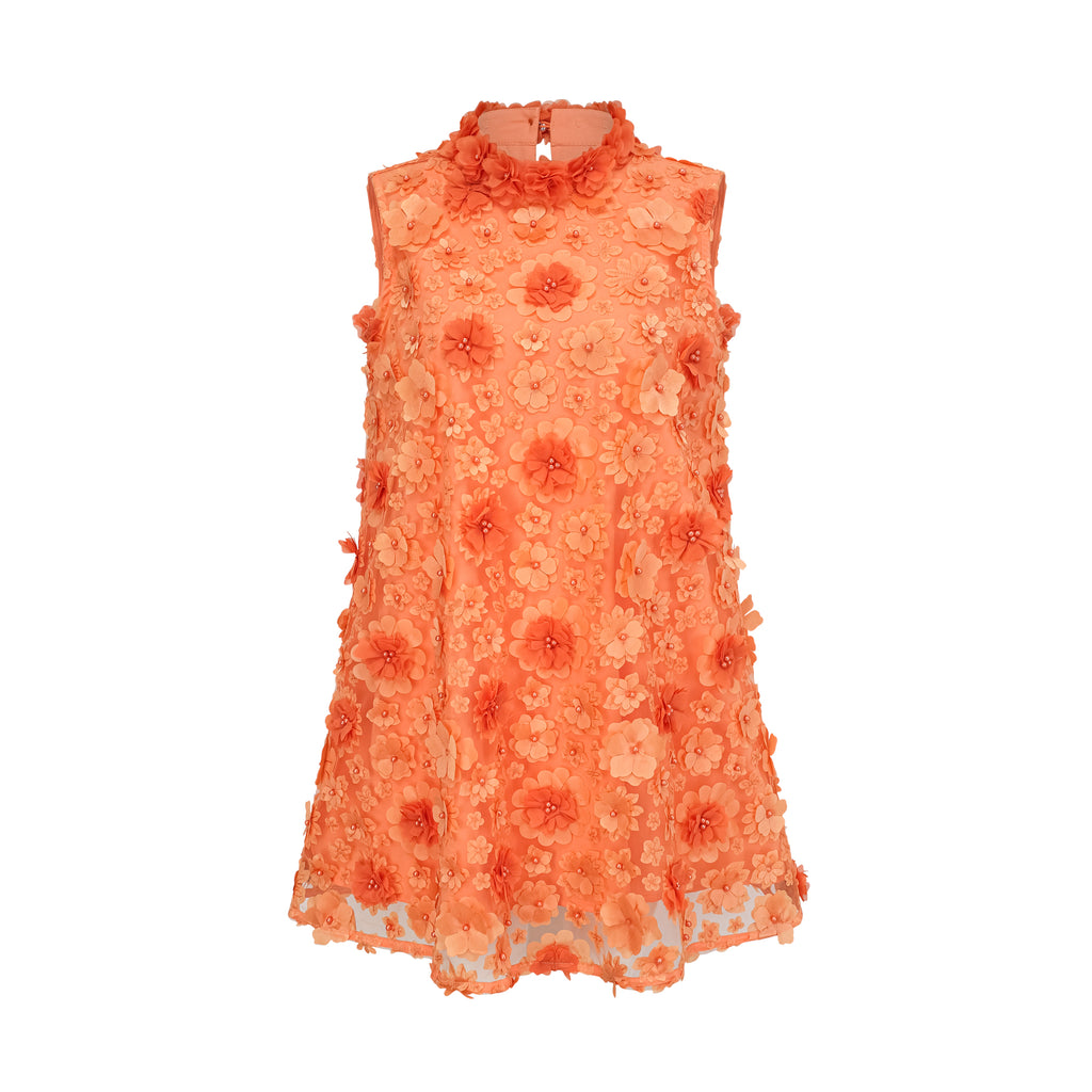 miss rosier orange dress Orphe Orange faux-flower mini dress M / Orange