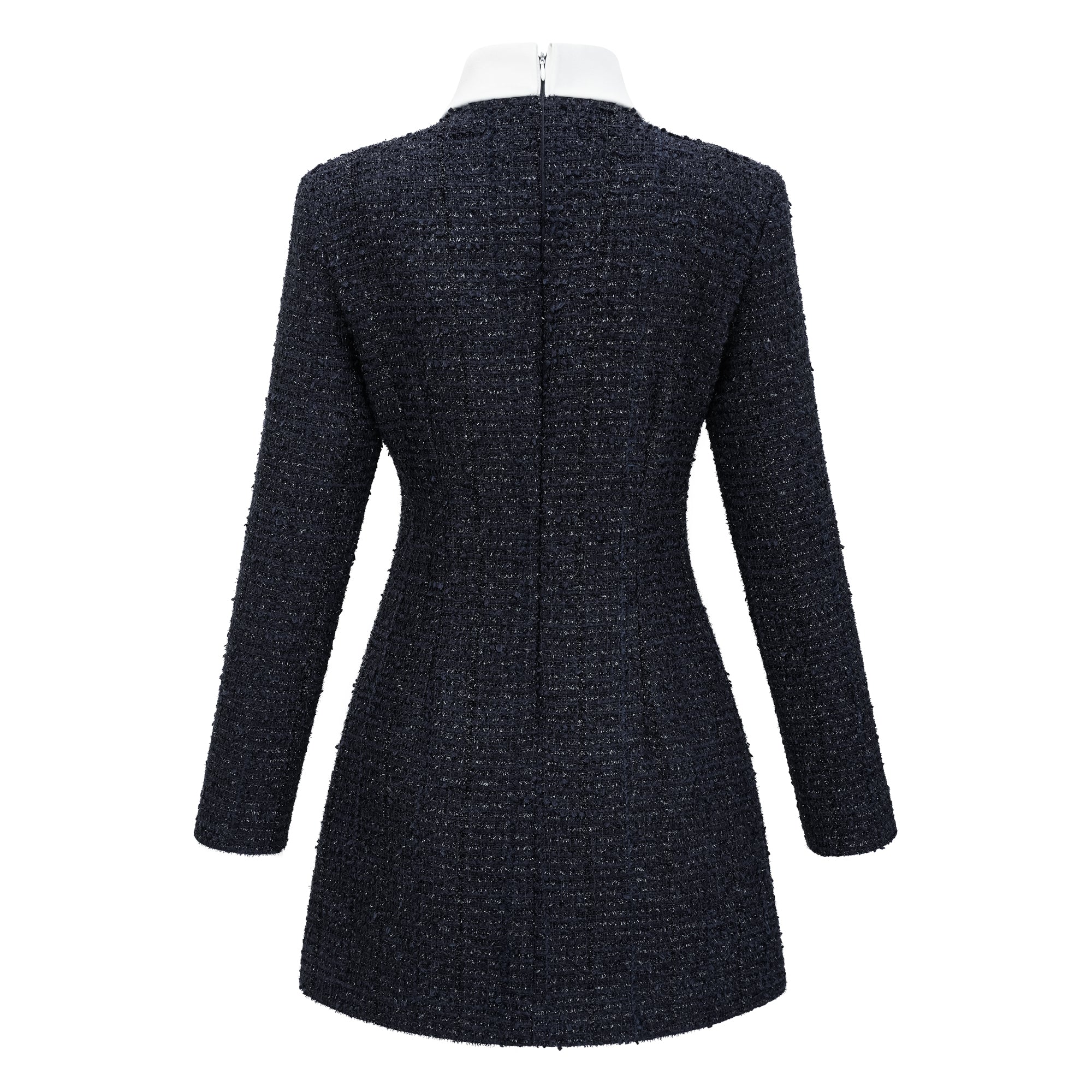 Fiona Navy Blue Embellished Tweed Mini Dress