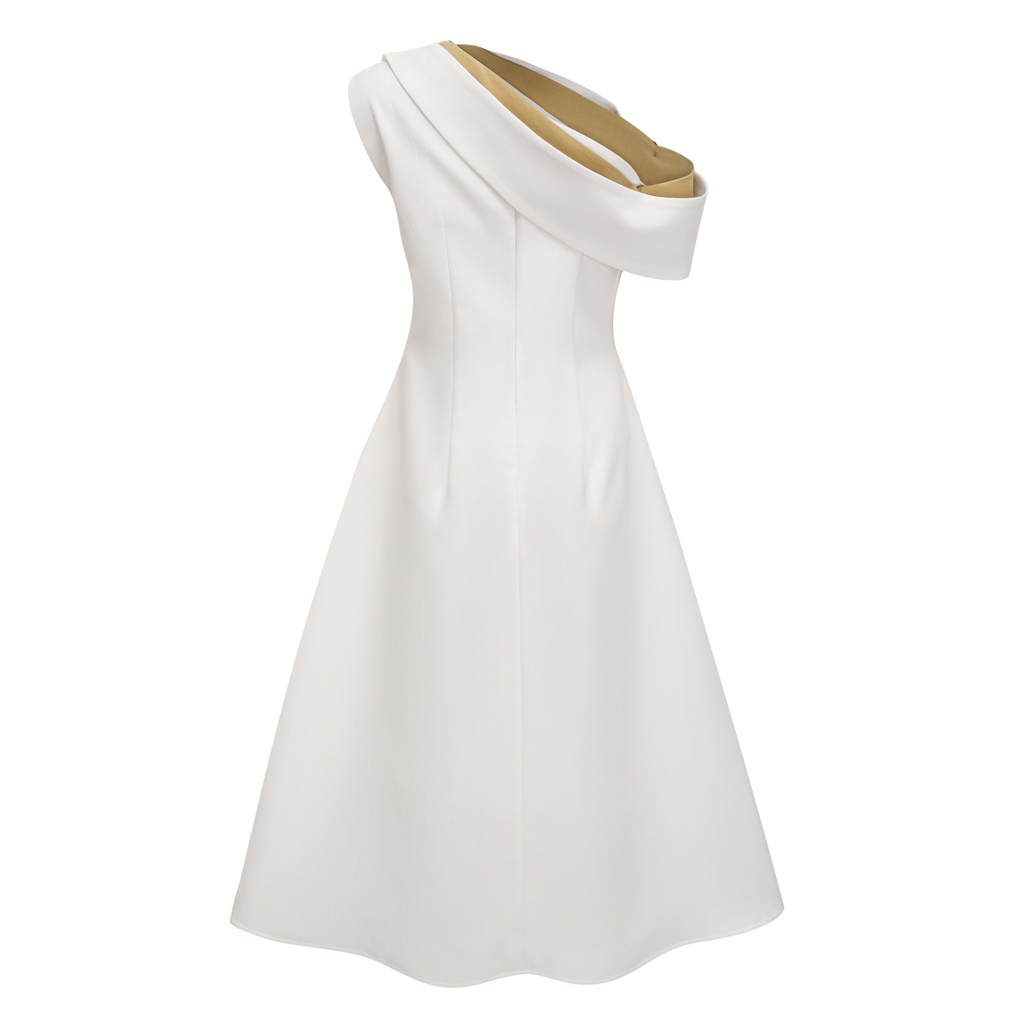 Blossom White One Shoulder Ruched Midi Dress