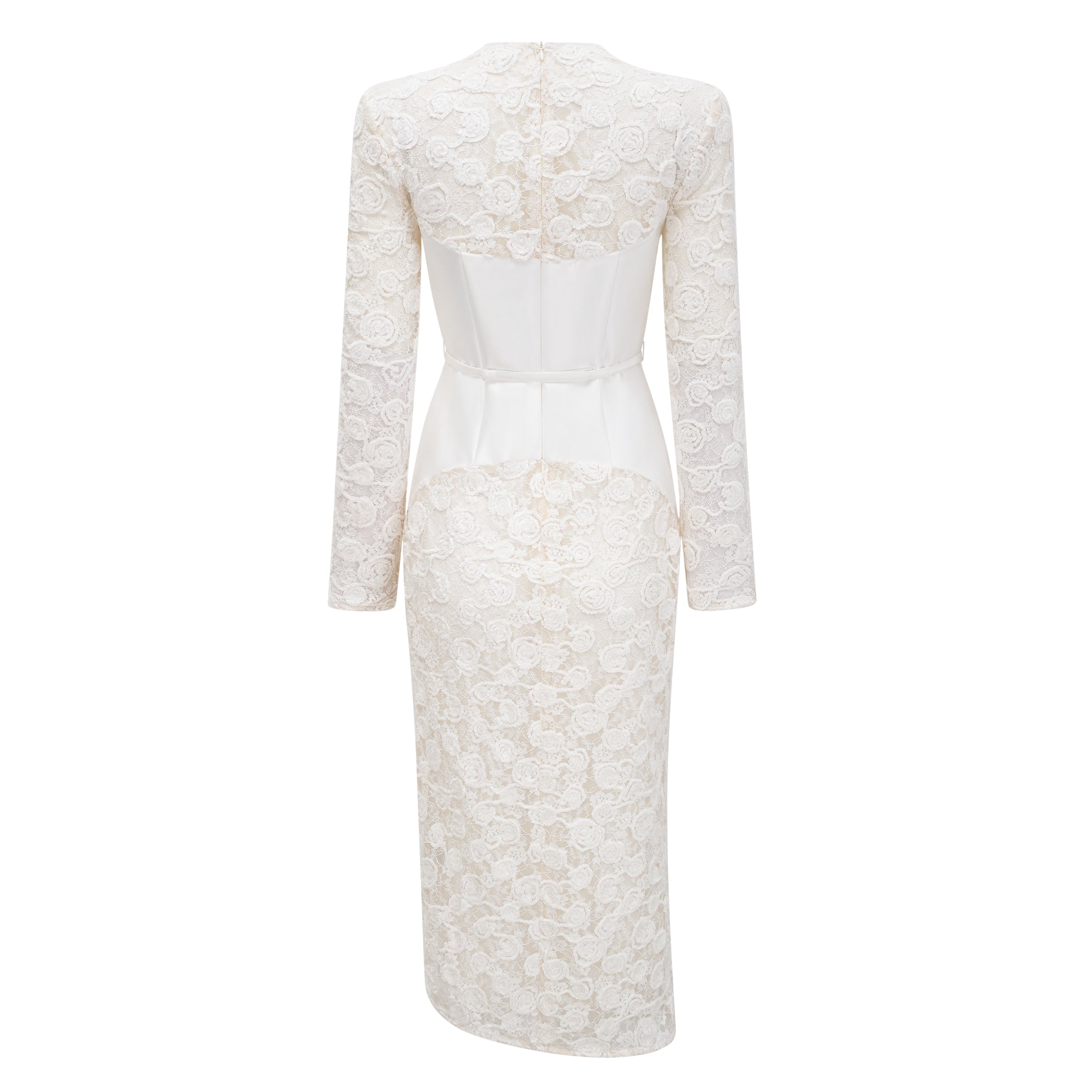Oona White Floral Lace Pencil Midi Dress