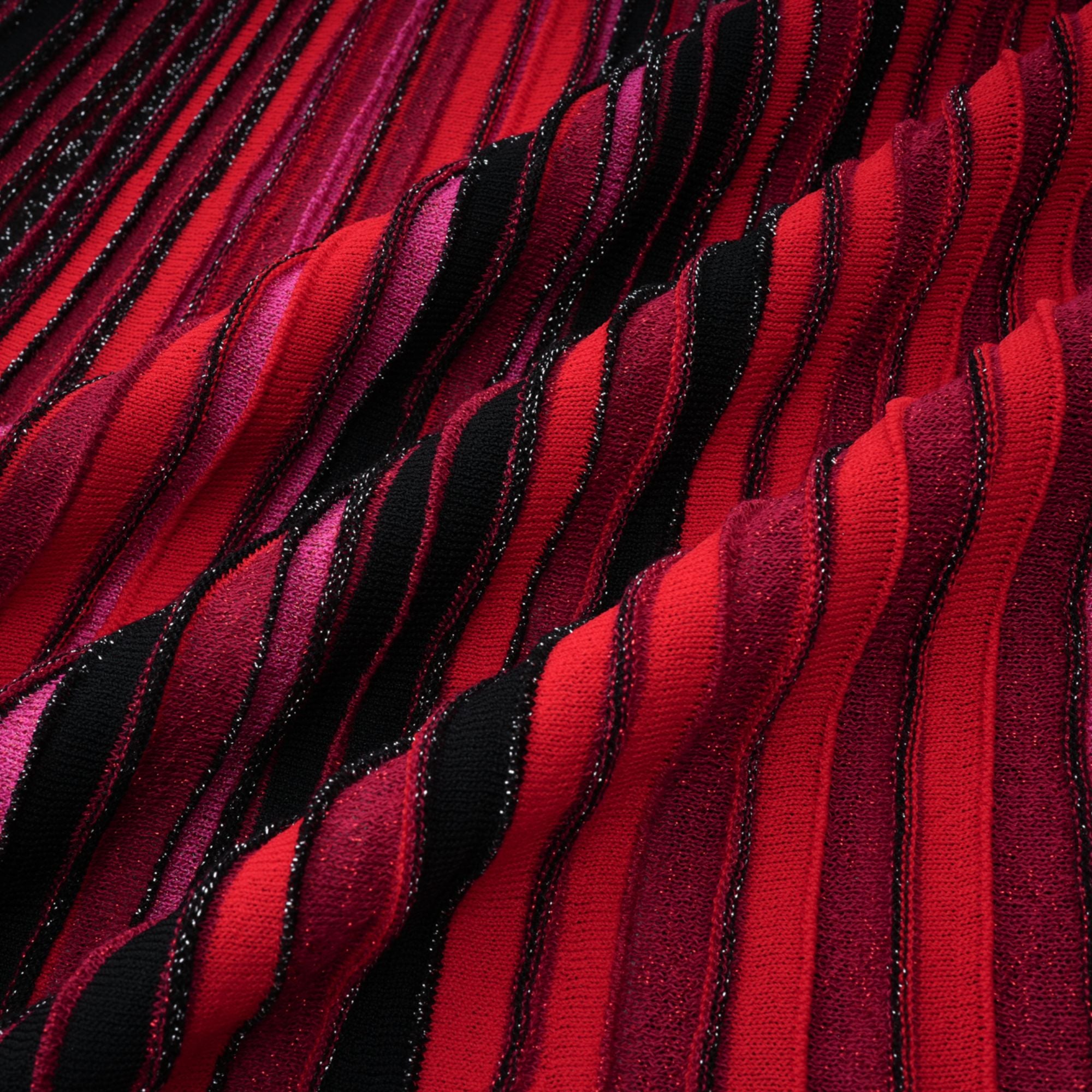 Amaryllis Red Sequin Striped Knit Mini Dress