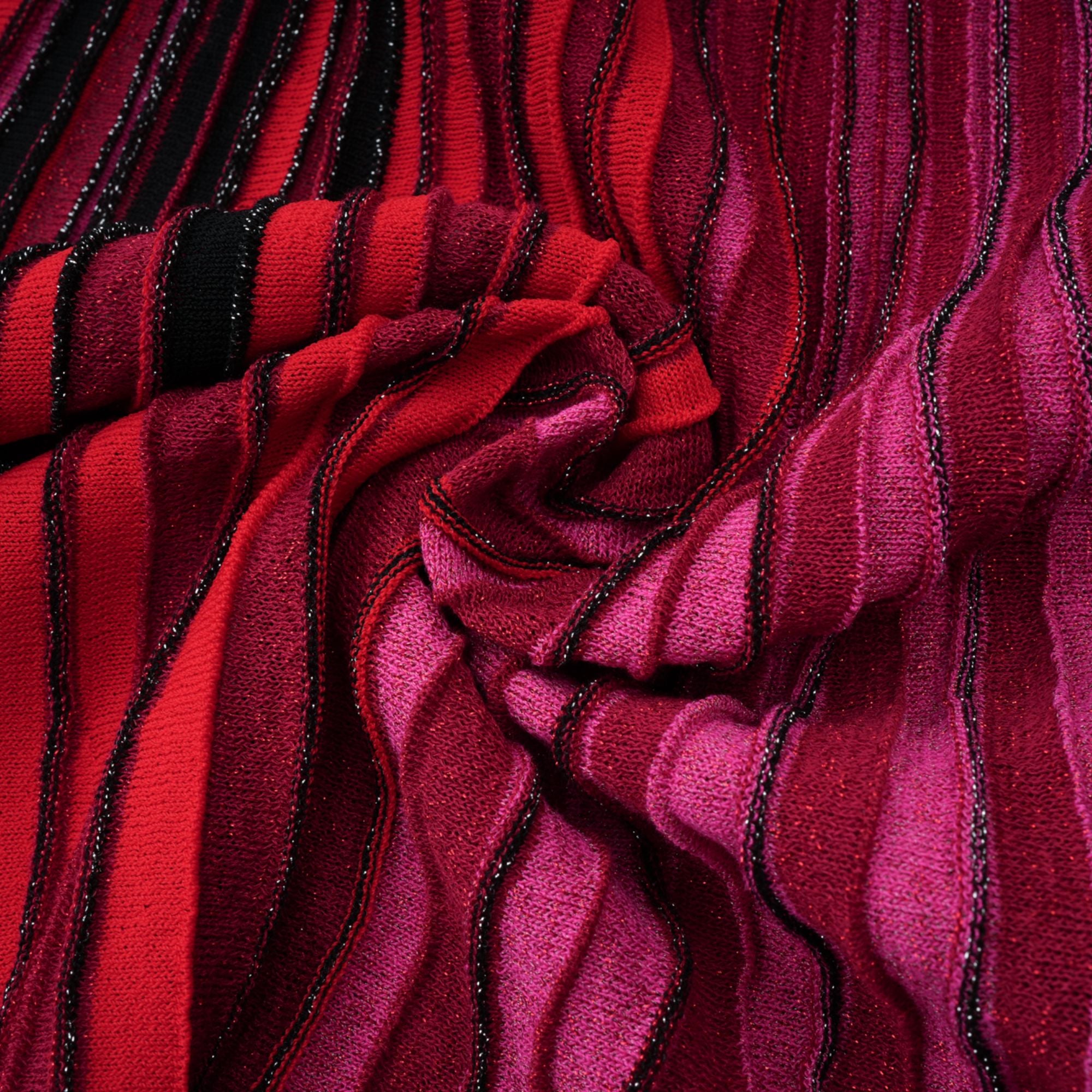 Amaryllis Red Sequin Striped Knit Mini Dress