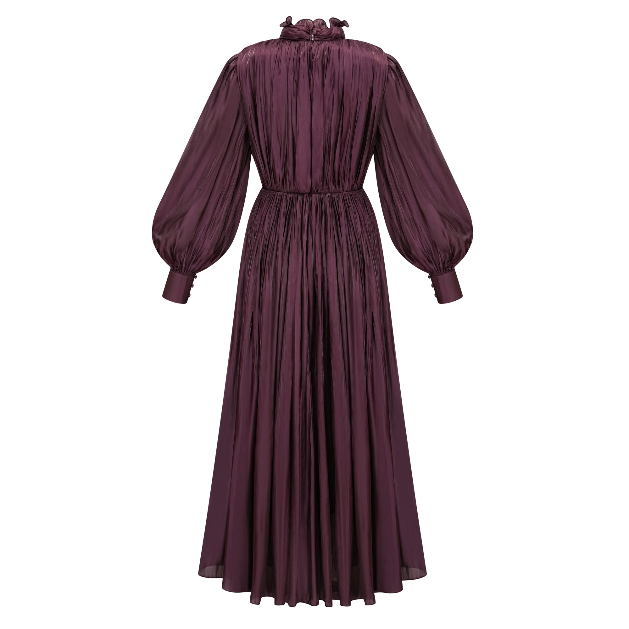 فستان ماكسي بقصّة متقاطعة باللون البني الفاتح