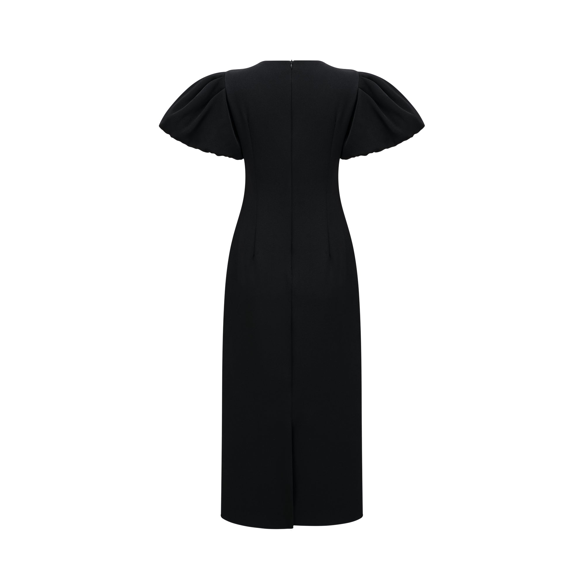 فستان إيرين متوسط الطول مطرز بالترتر والزهور باللون الأسود