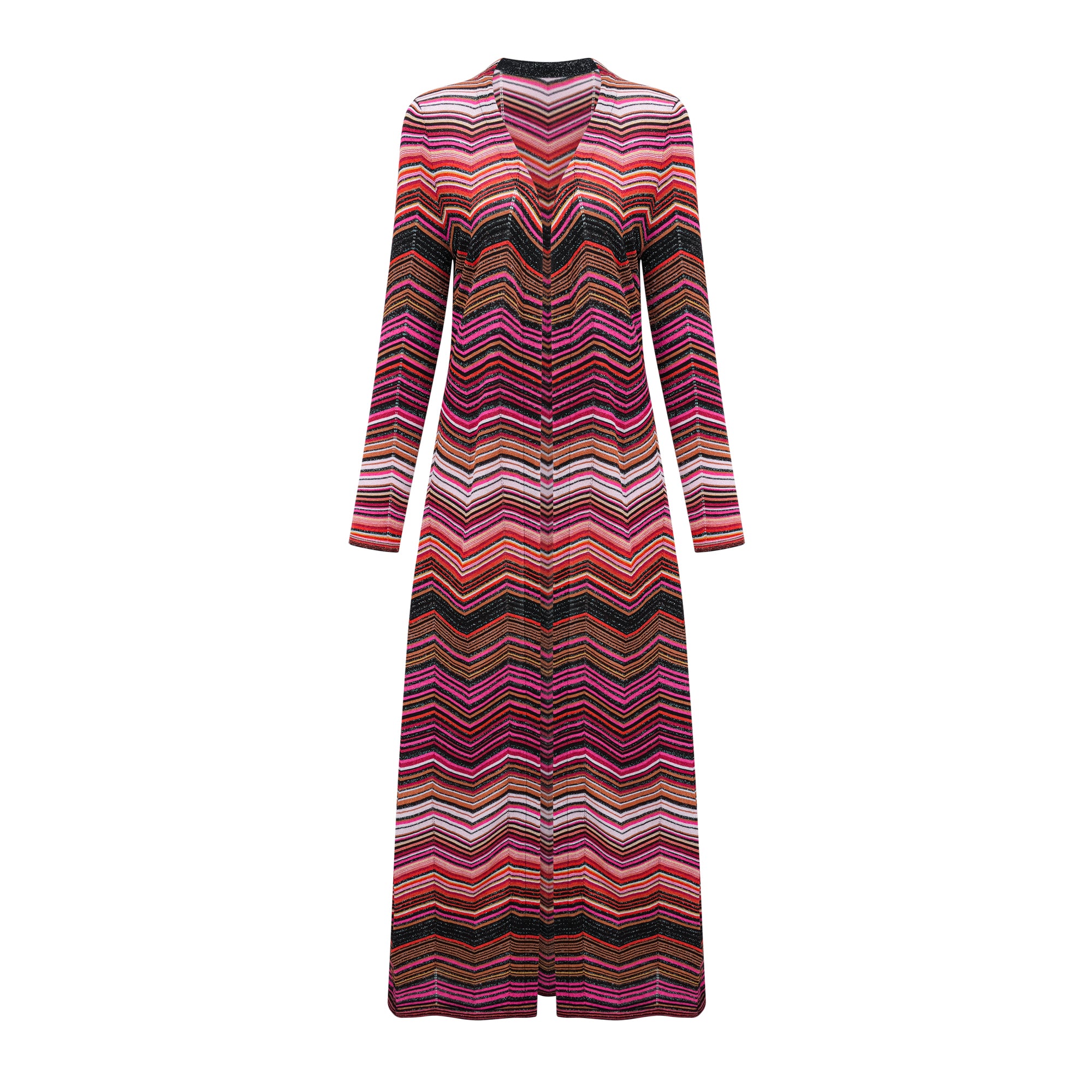 Chloé Red Striped Knit Long Cardigan