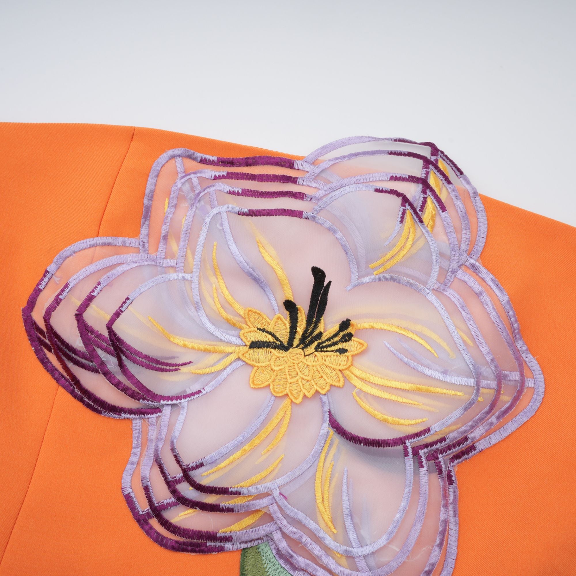 Irène Sequin Embroidered Off-Shoulder Midi Dress in Orange