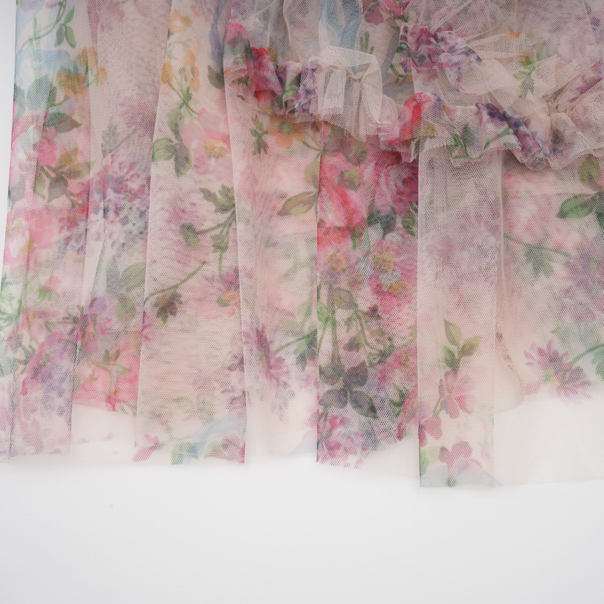 فستان كانديس متوسط الطول من التول مع كشكشة زهرية