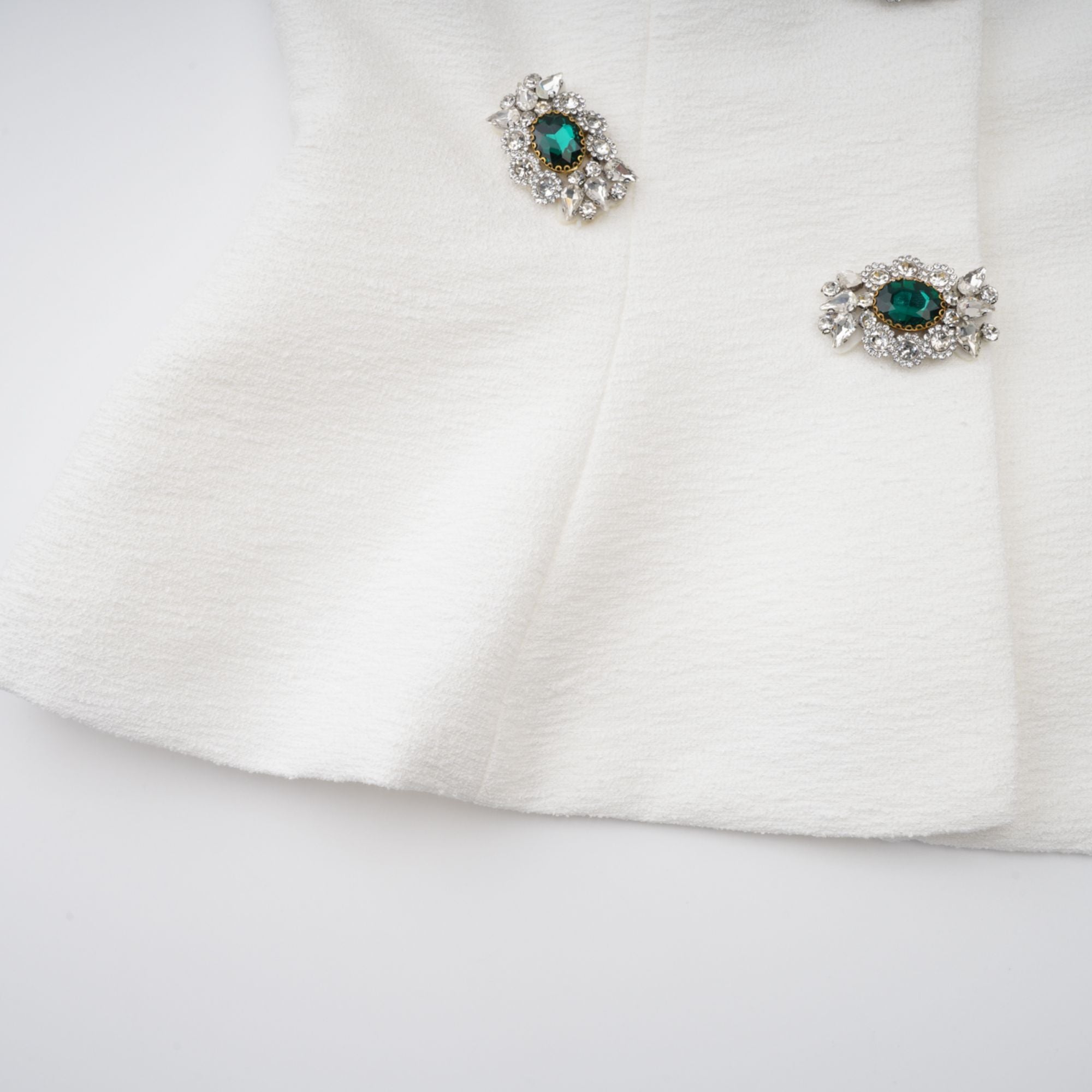 Bérénice White Crystal Embellished Peplum Jacket