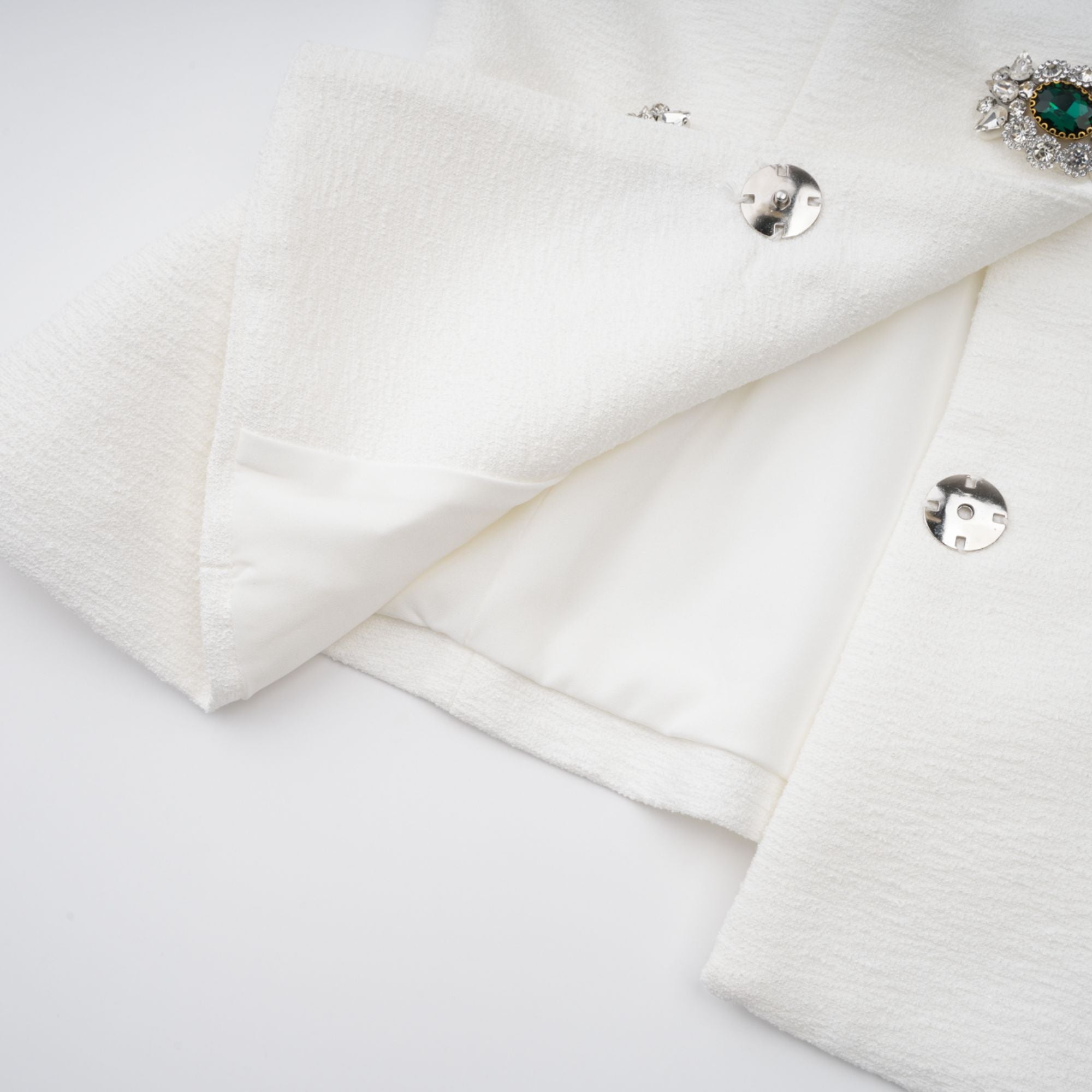 Bérénice White Crystal Embellished Peplum Jacket