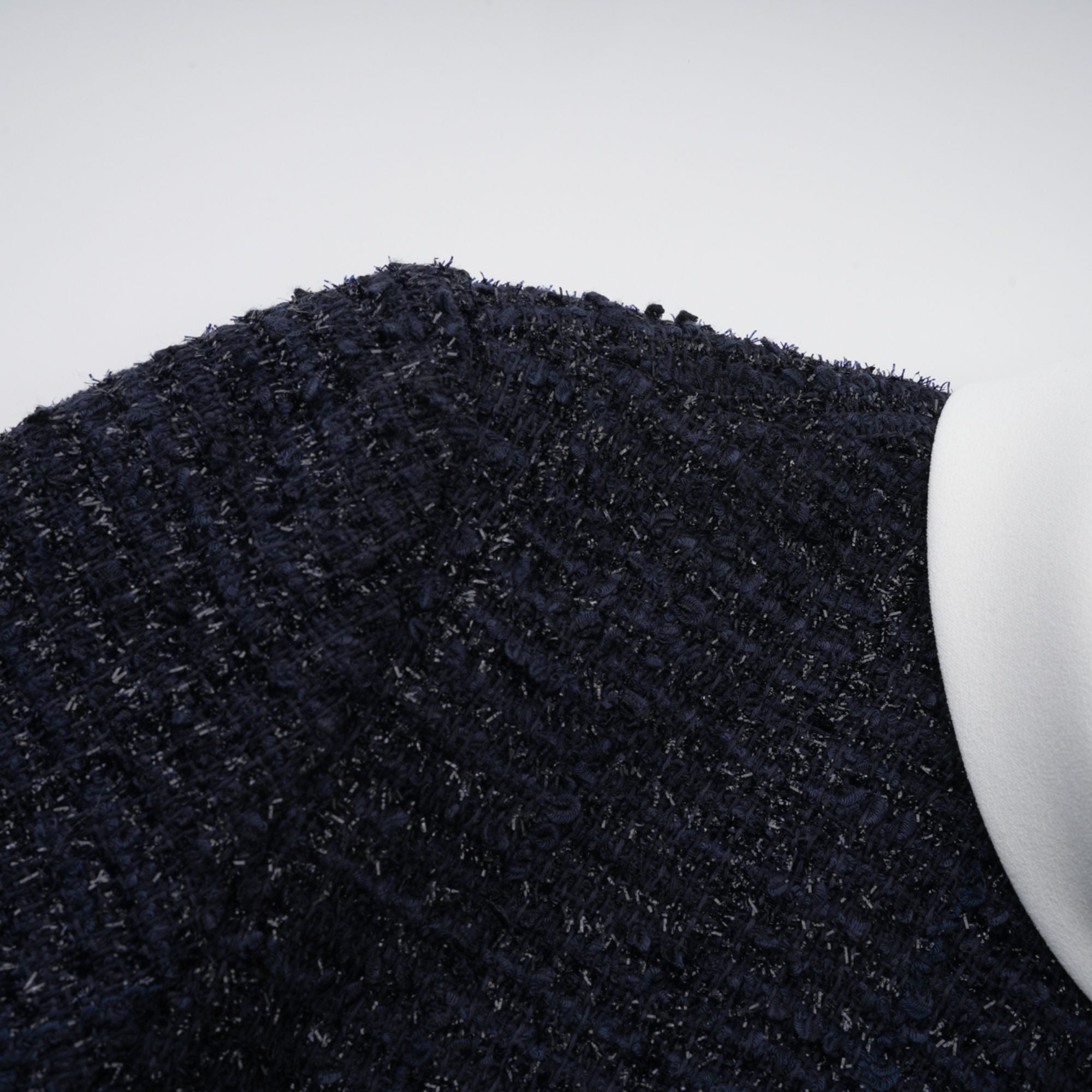 Fiona Navy Blue Embellished Tweed Mini Dress