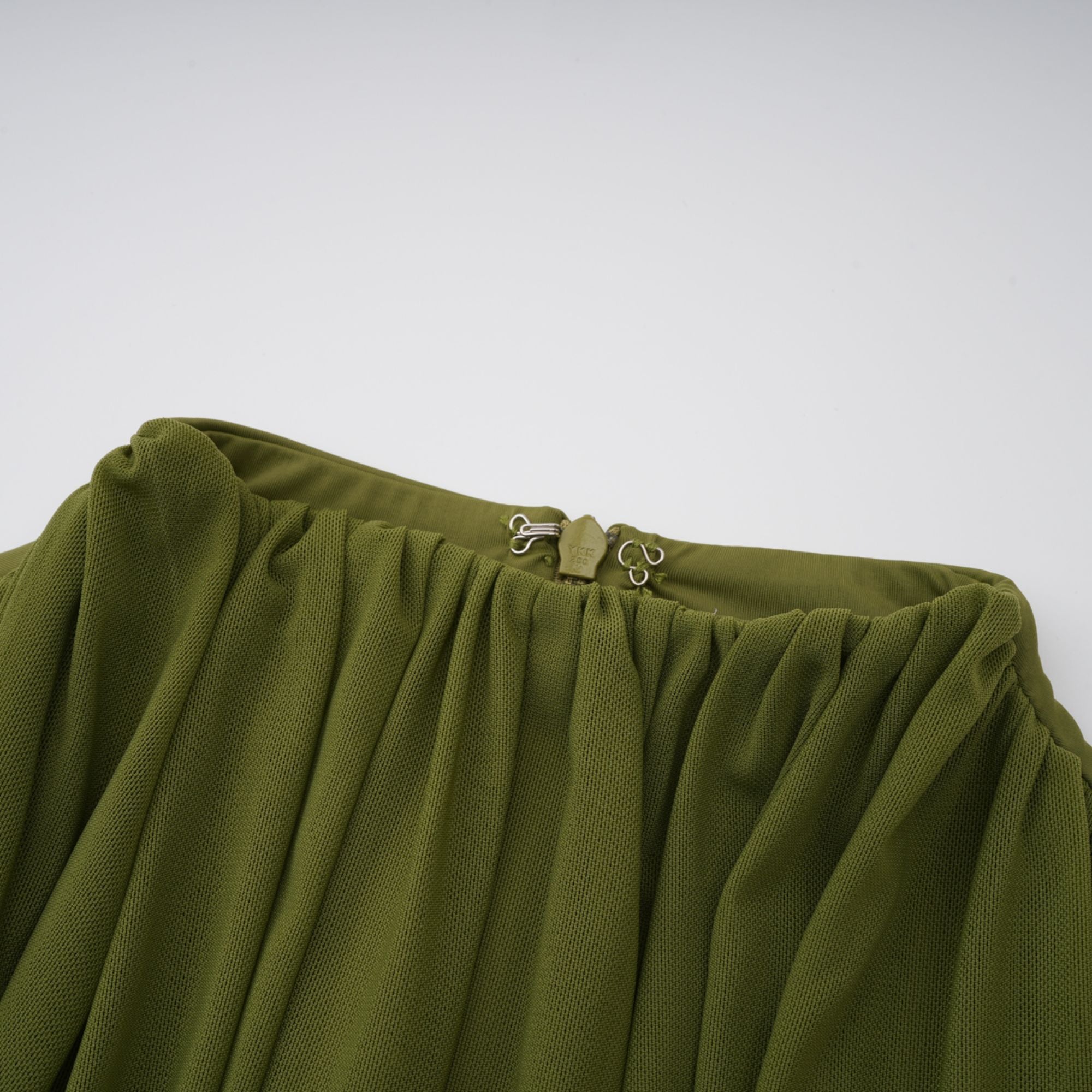 Arlette Green Asymmetrical Ruched Maxi Dress