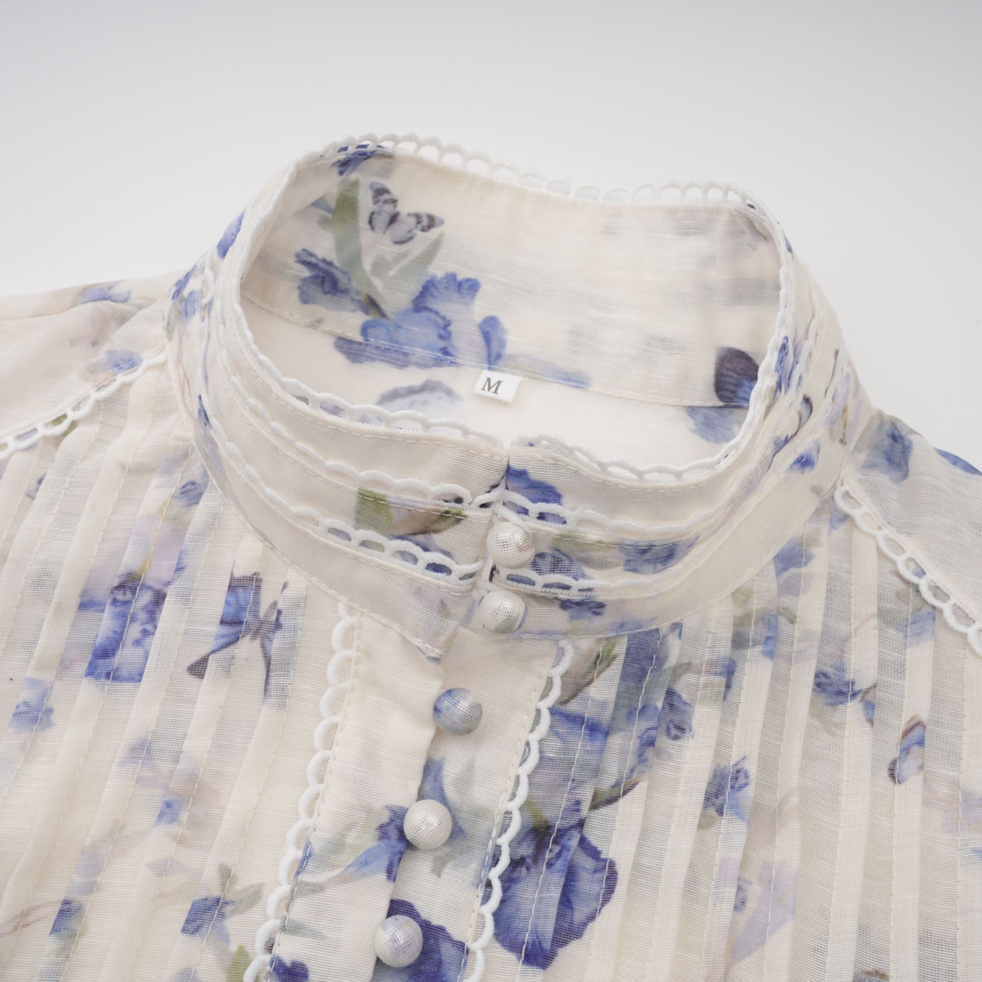 Ausgestelltes Chiffon-Minikleid Blandine mit Blumendruck