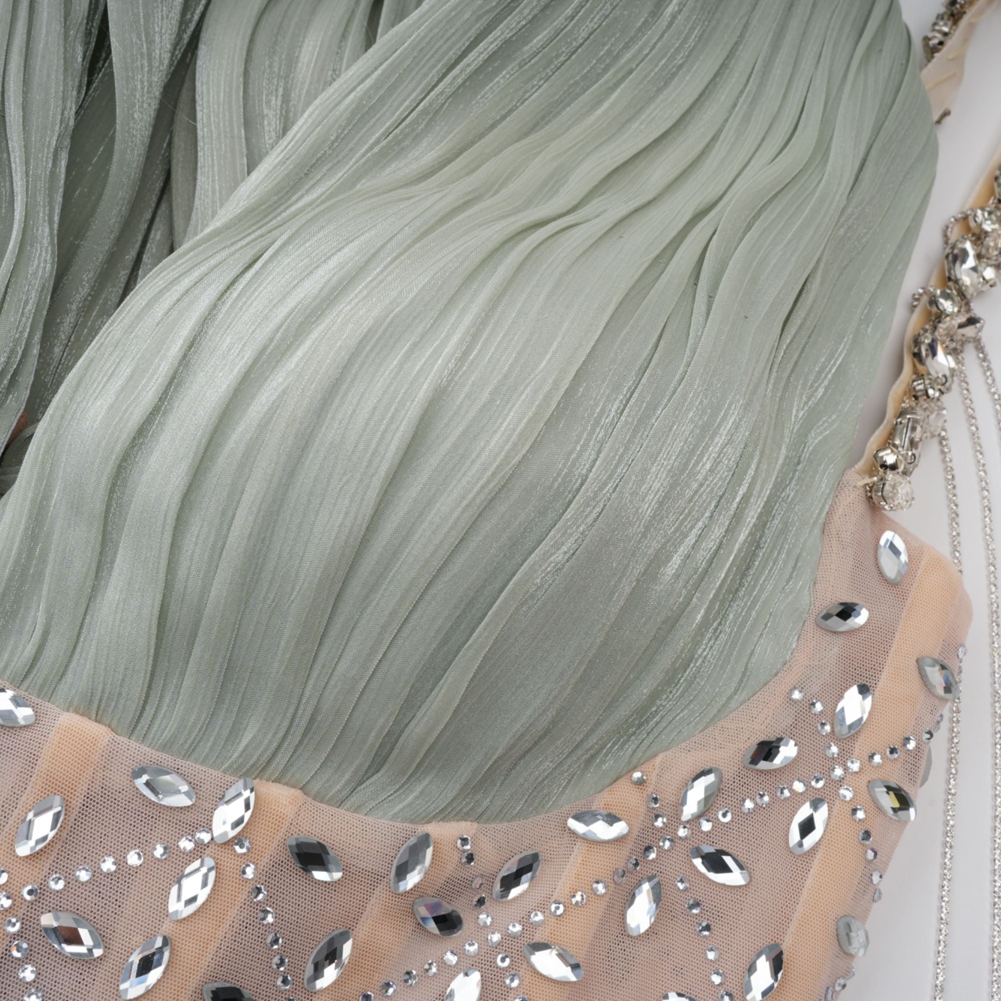 Gwenaëlle Green Rhinestone Panel Maxi Dress