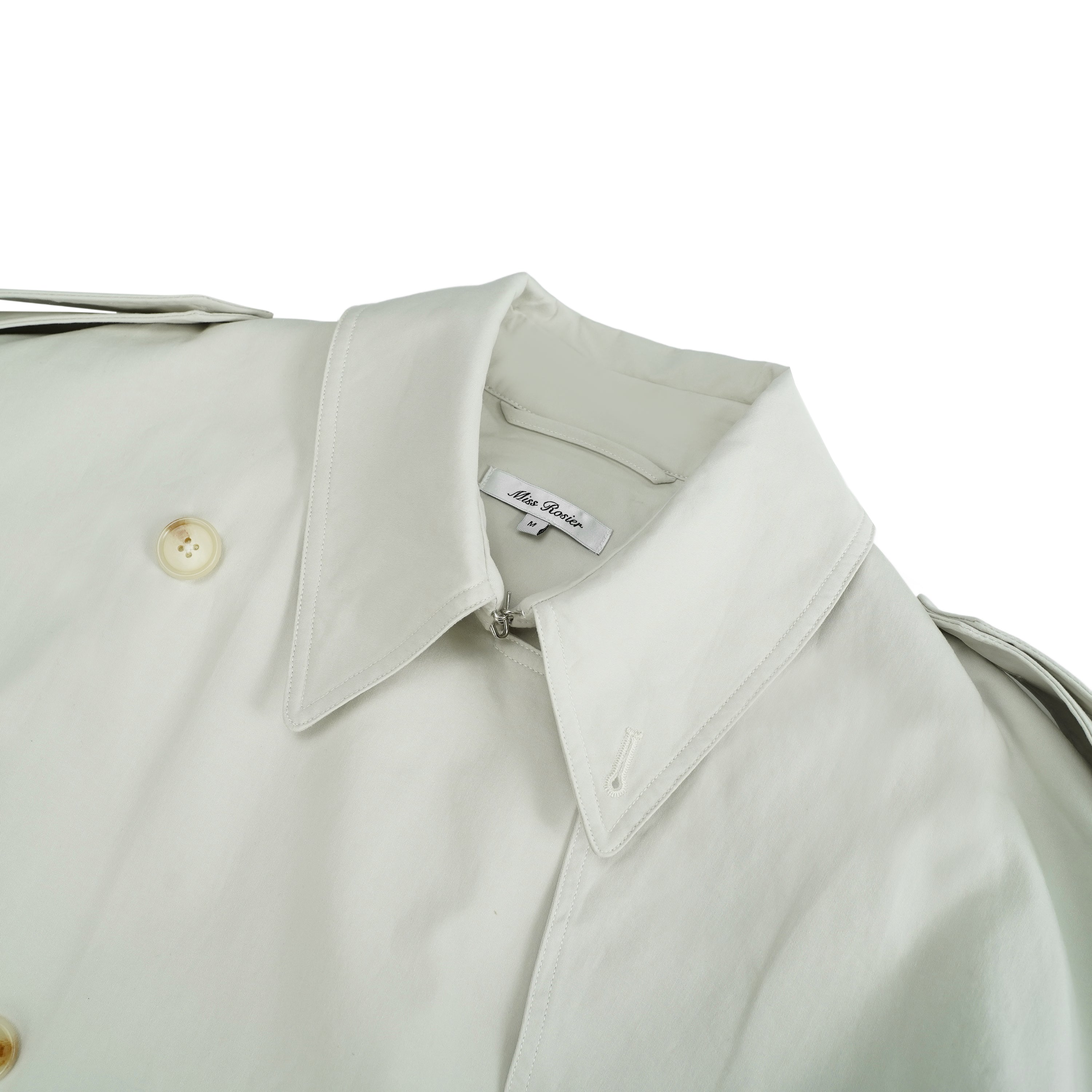 Bruyère Weißer, zweireihiger, langer Trenchcoat