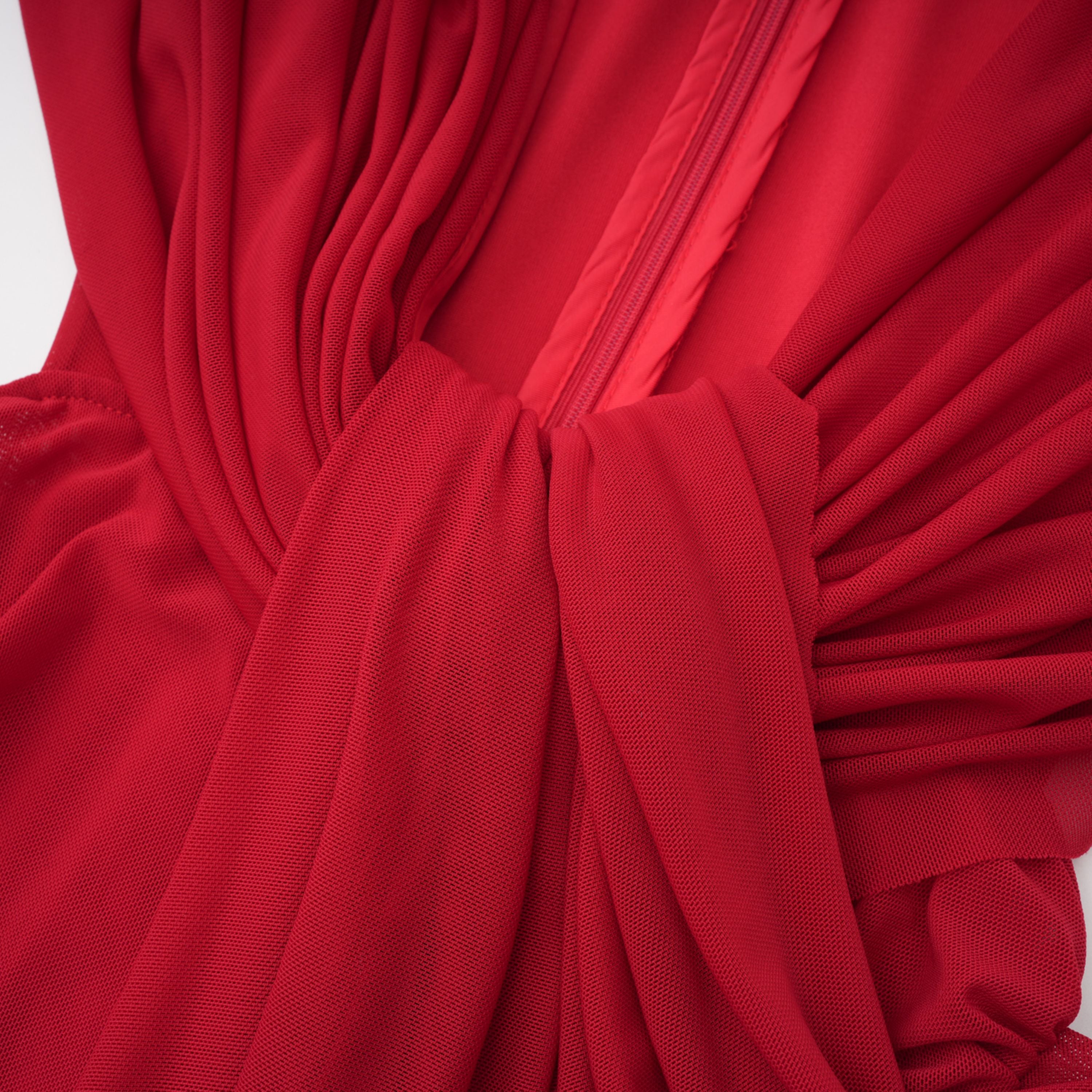 Fíona Rotes asymmetrisches drapiertes Maxikleid