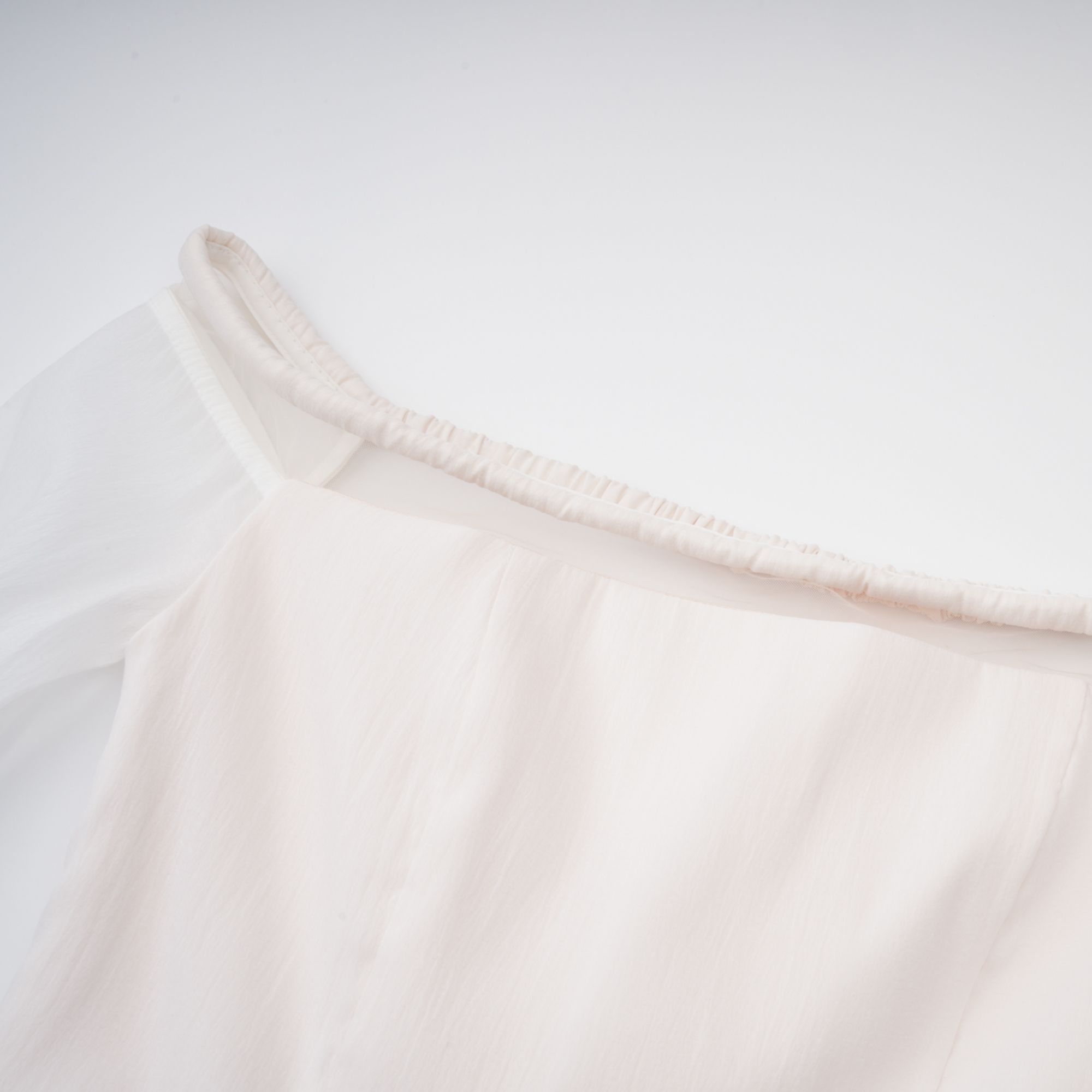 Gelsomina White Gathered Crepe Midi Dress