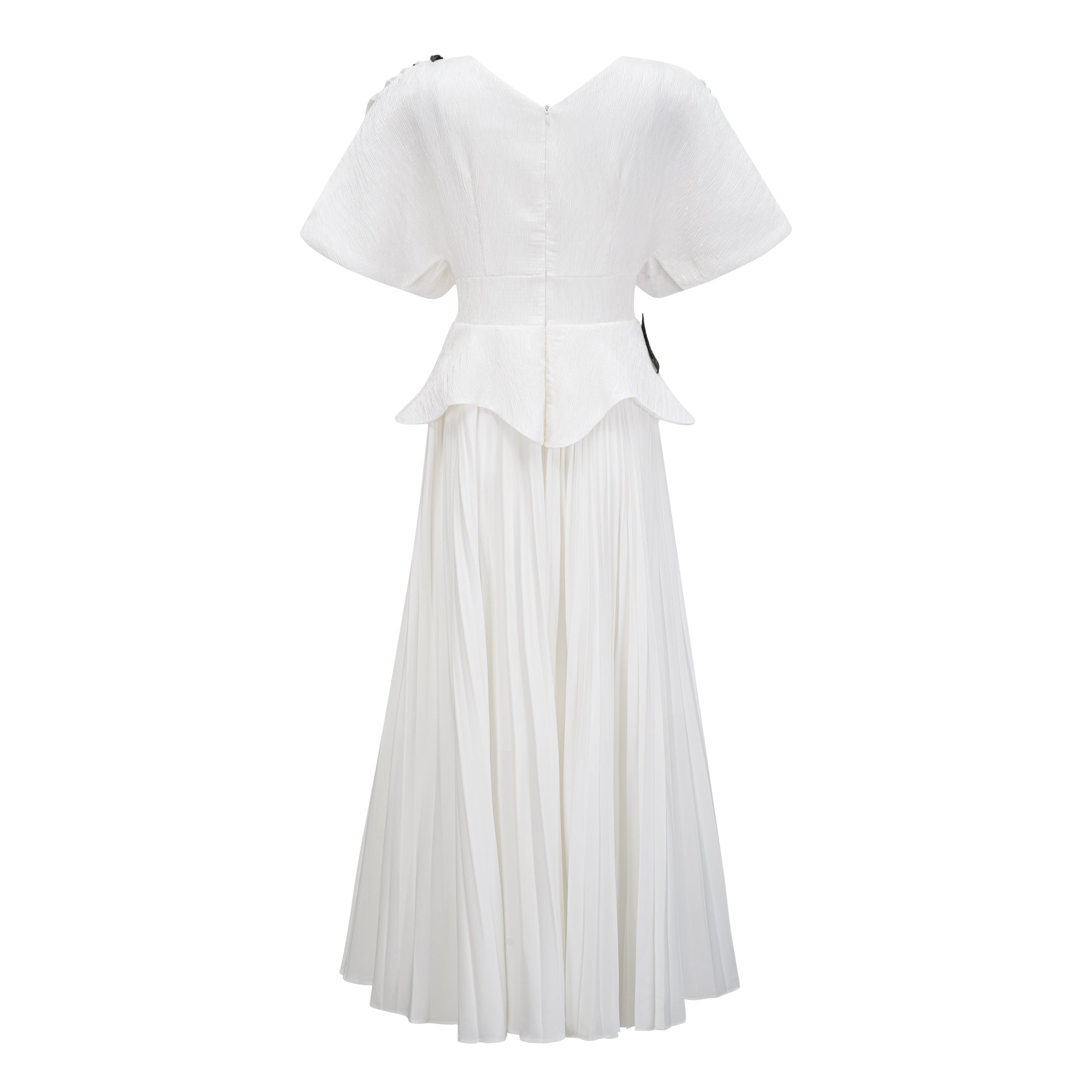 Pétale Weißes Maxikleid mit Rosenapplikation