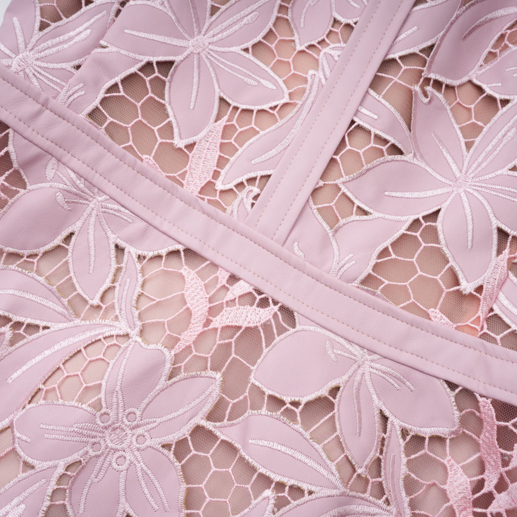 Vérane pink guipure-lace midi dress