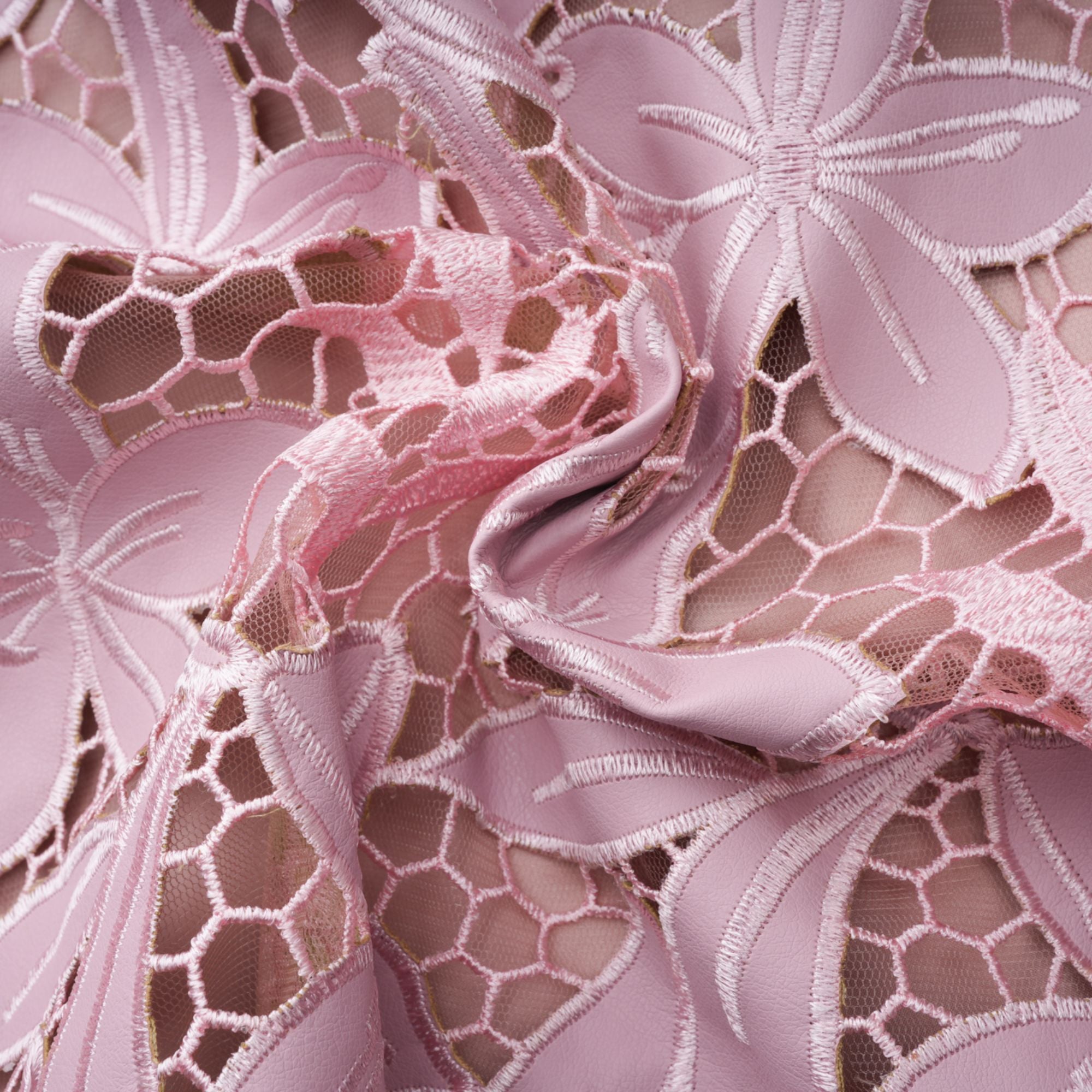 Vérane pink guipure-lace midi dress