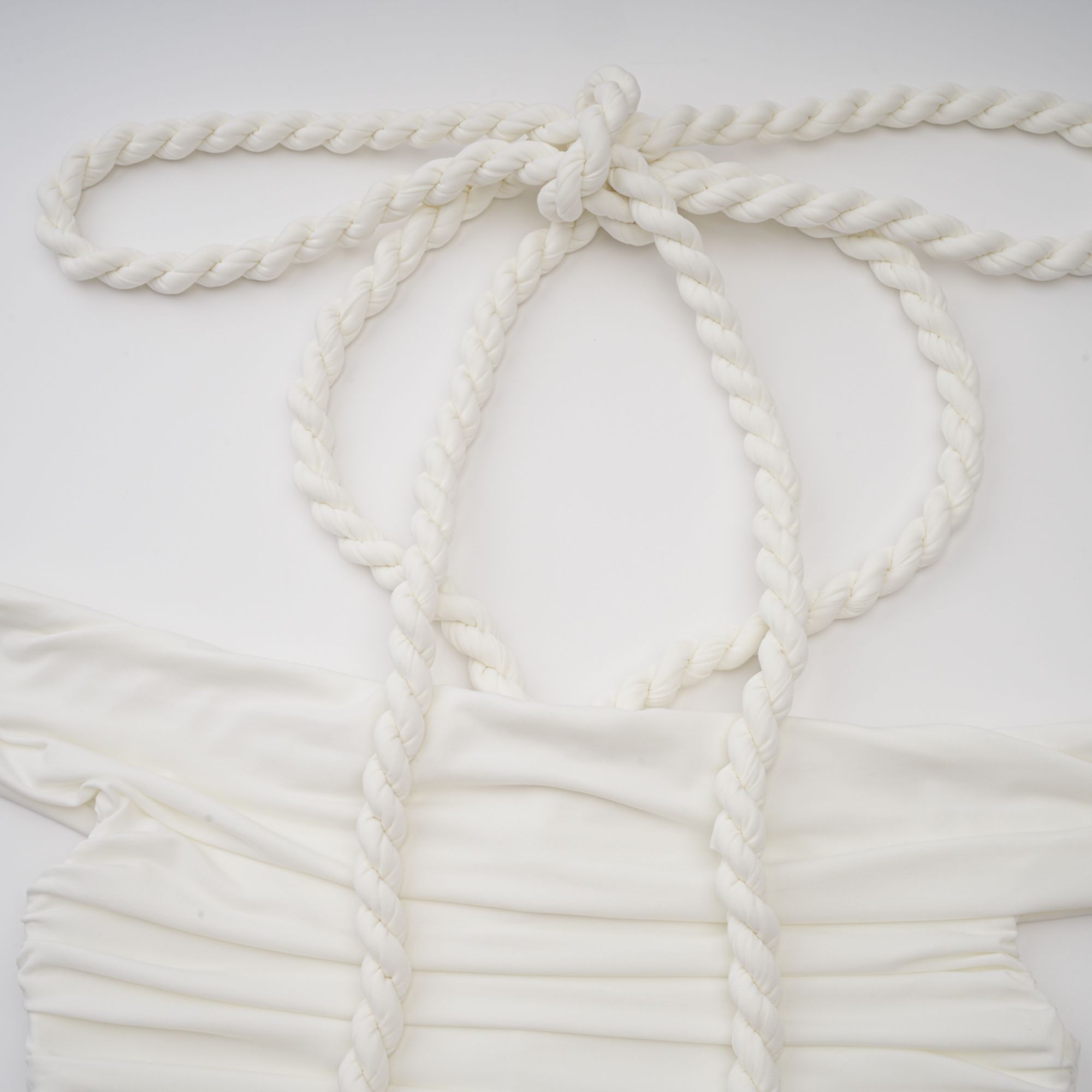 Émeline white braided rope-detail midi dress