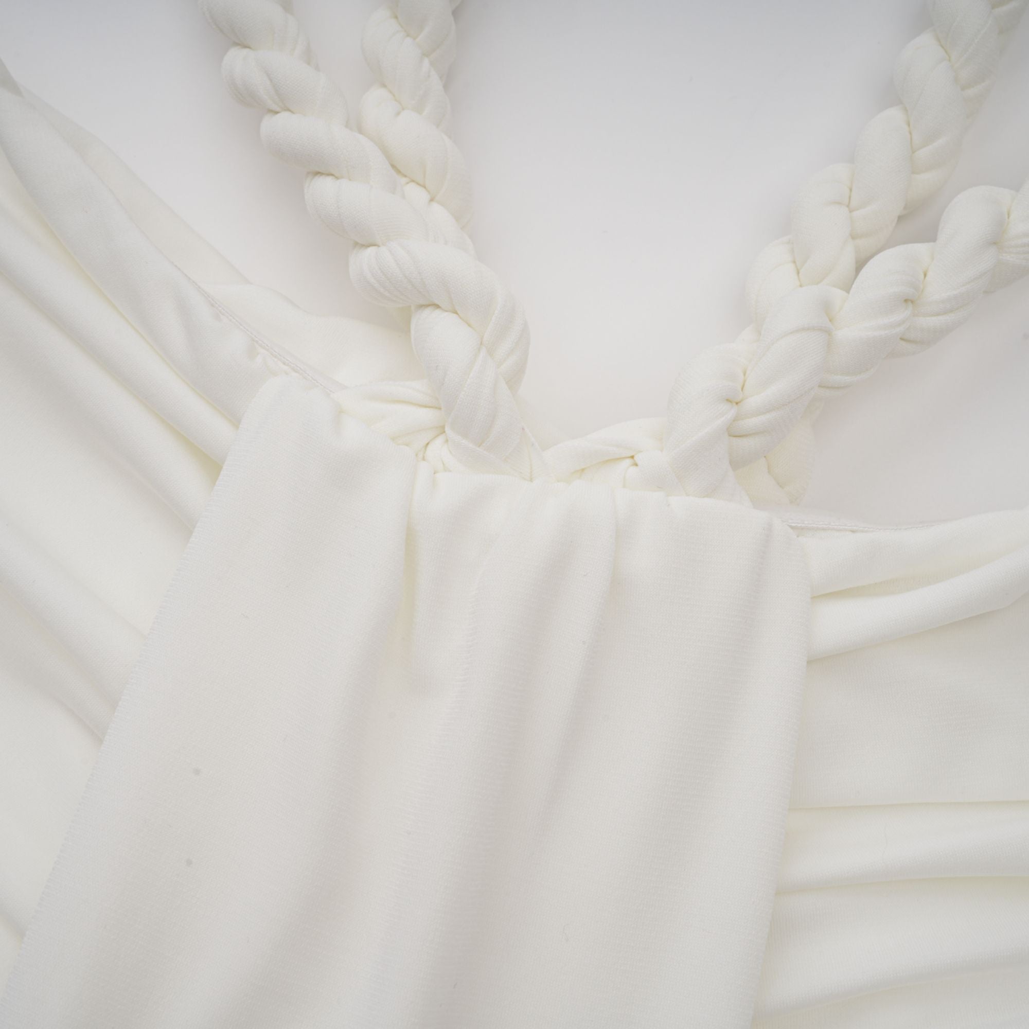 Émeline white braided rope-detail midi dress