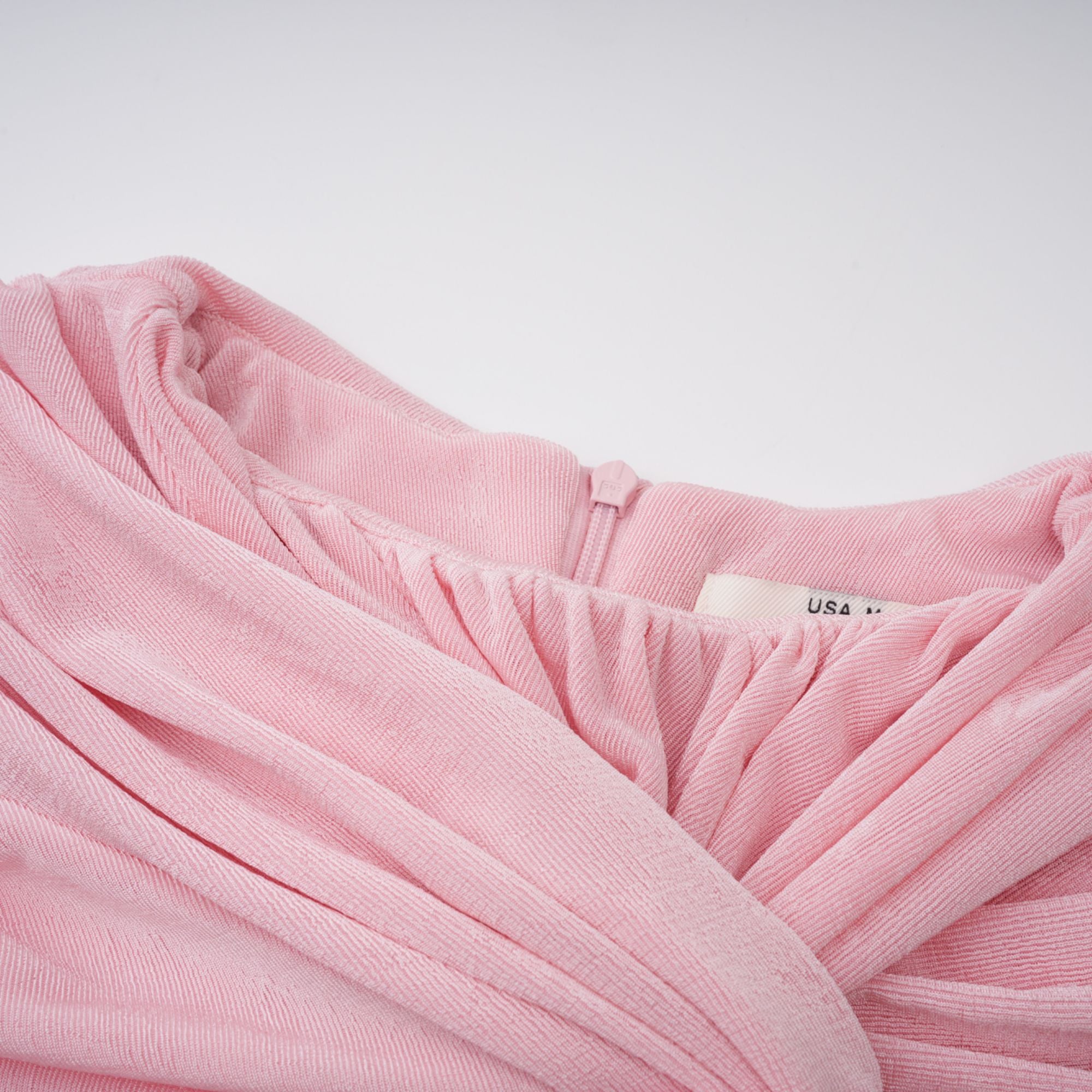 Moderne Pink Shawl Panel Ruched Maxi Dress