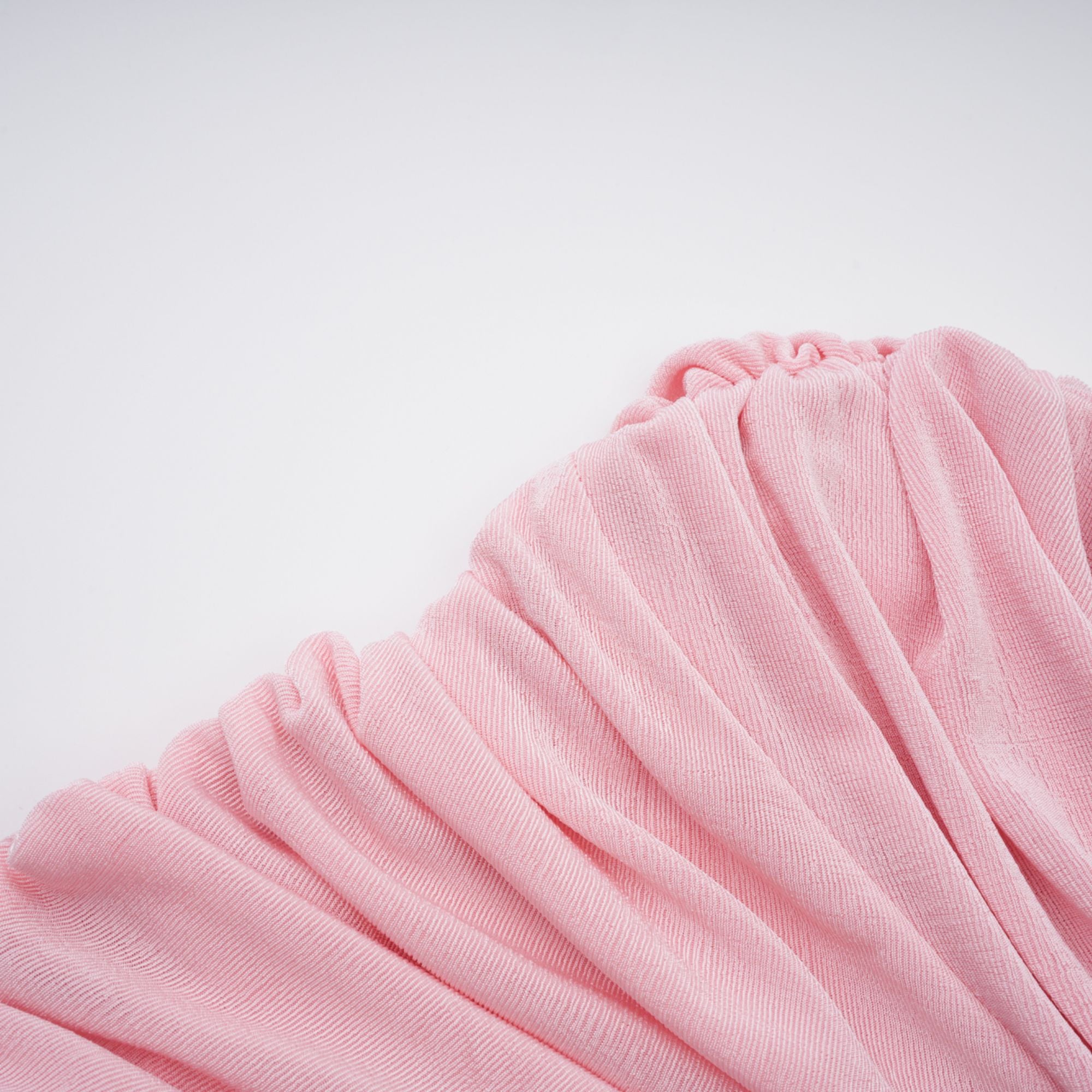 Moderne Pink Shawl Panel Ruched Maxi Dress