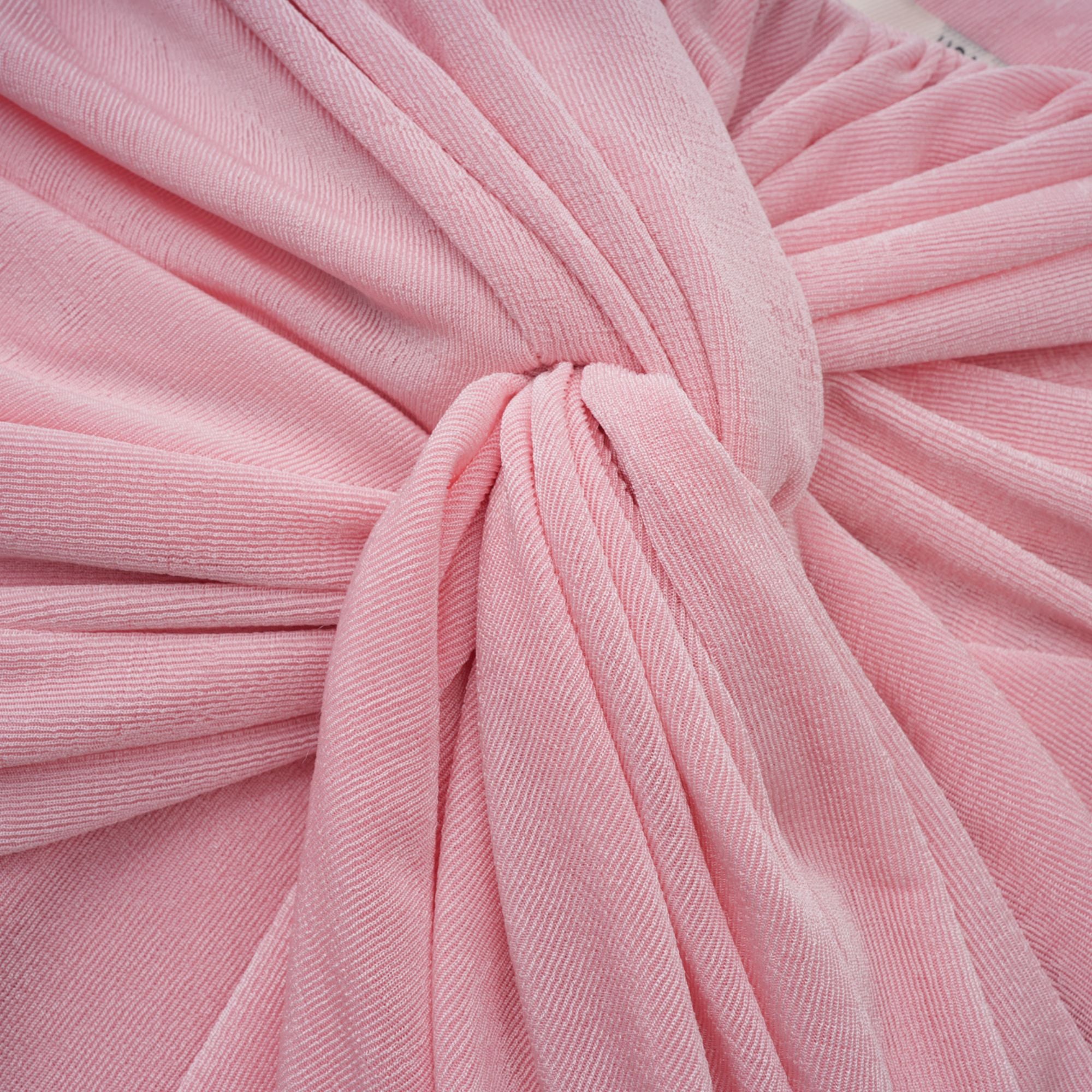 Moderne Pink Shawl Panel Ruched Maxi Dress