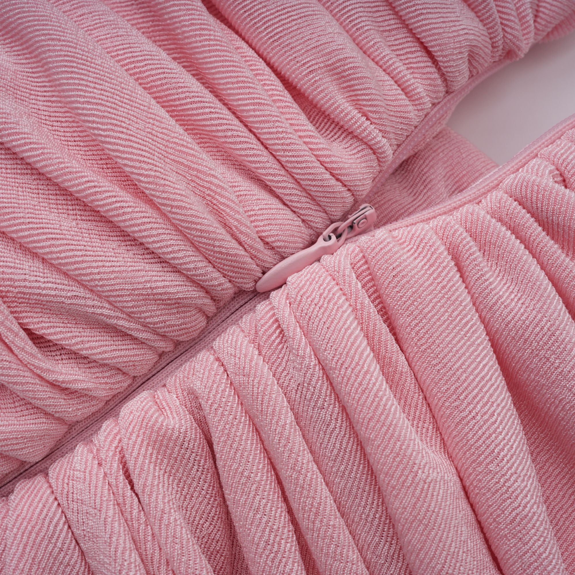 Moderne Pink Shawl Panel Ruched Maxi Dress