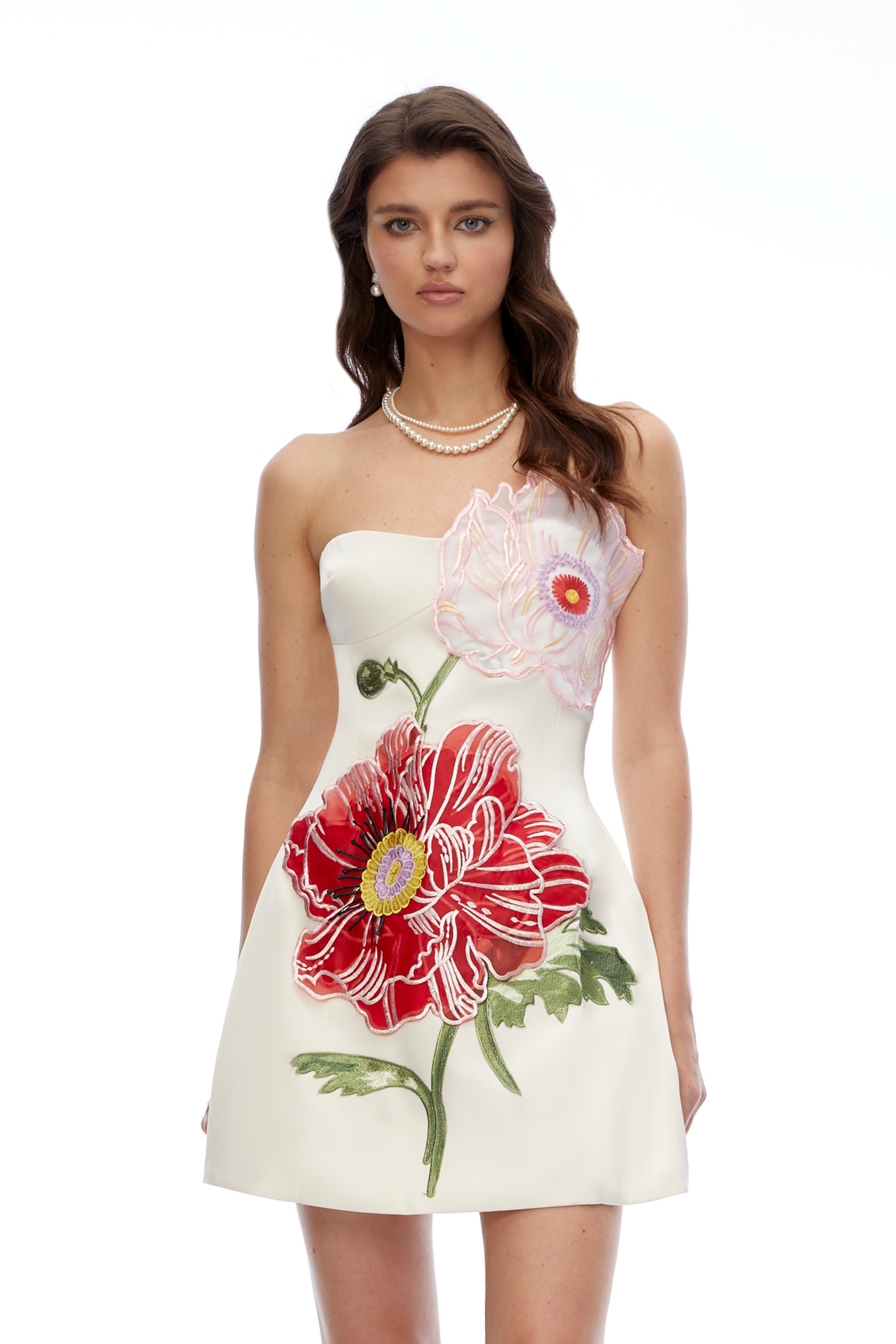 Mini-robe Damaris White Flora brodée