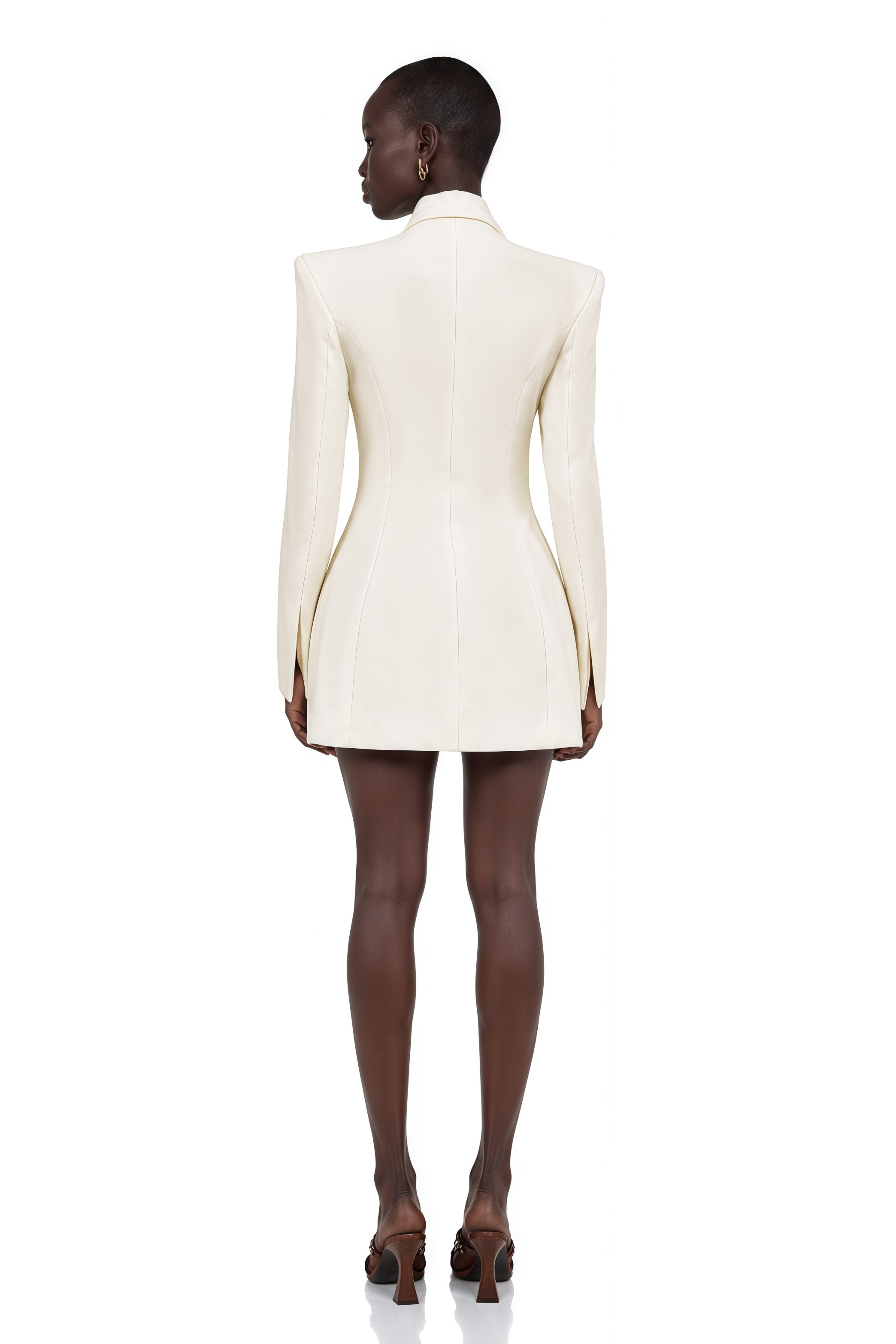 Darcy Ivory Power Shoulder Blazer & Shorts Set with Wingtip Collar