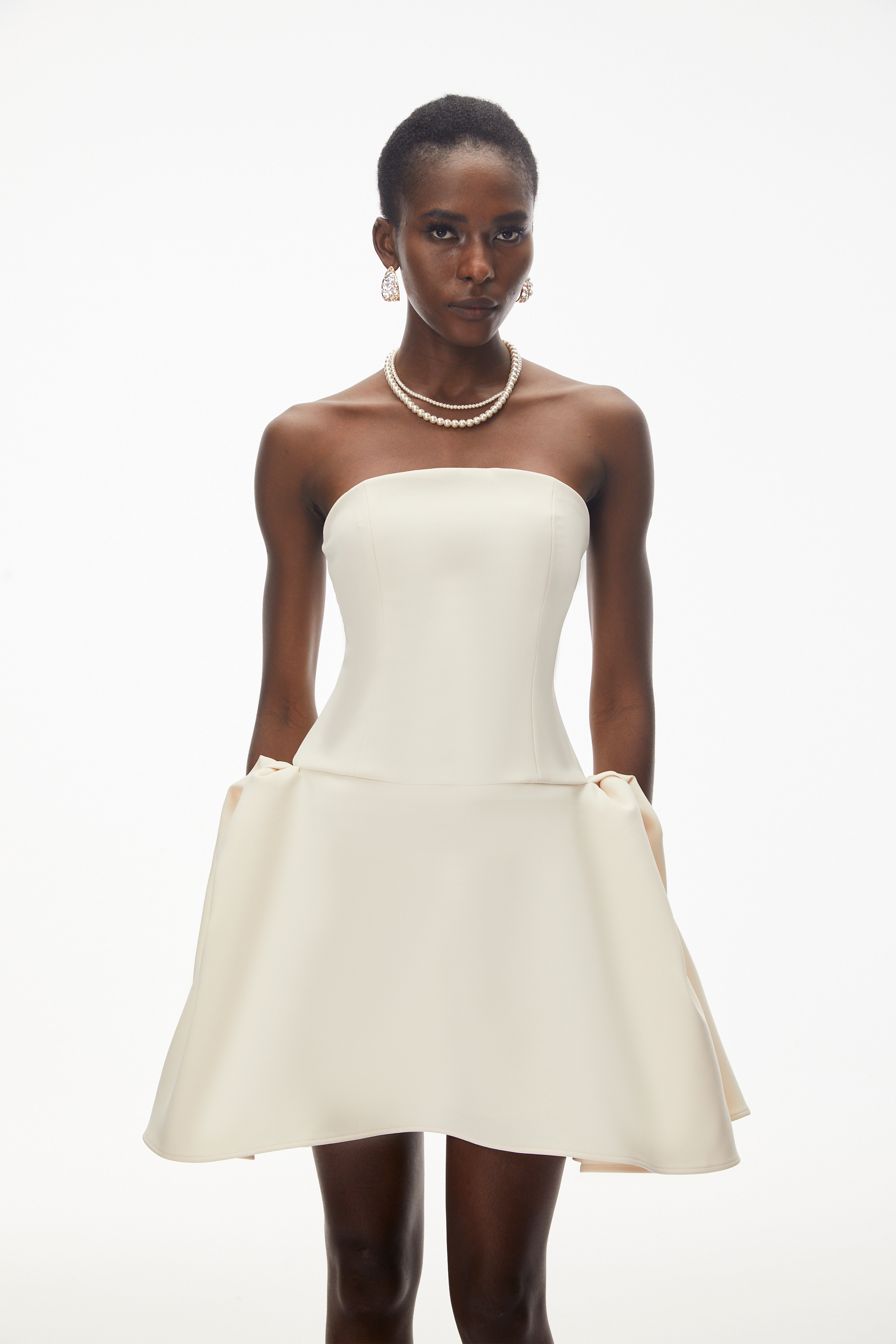 Daryna Ivory Cinched Waist Mini Dress