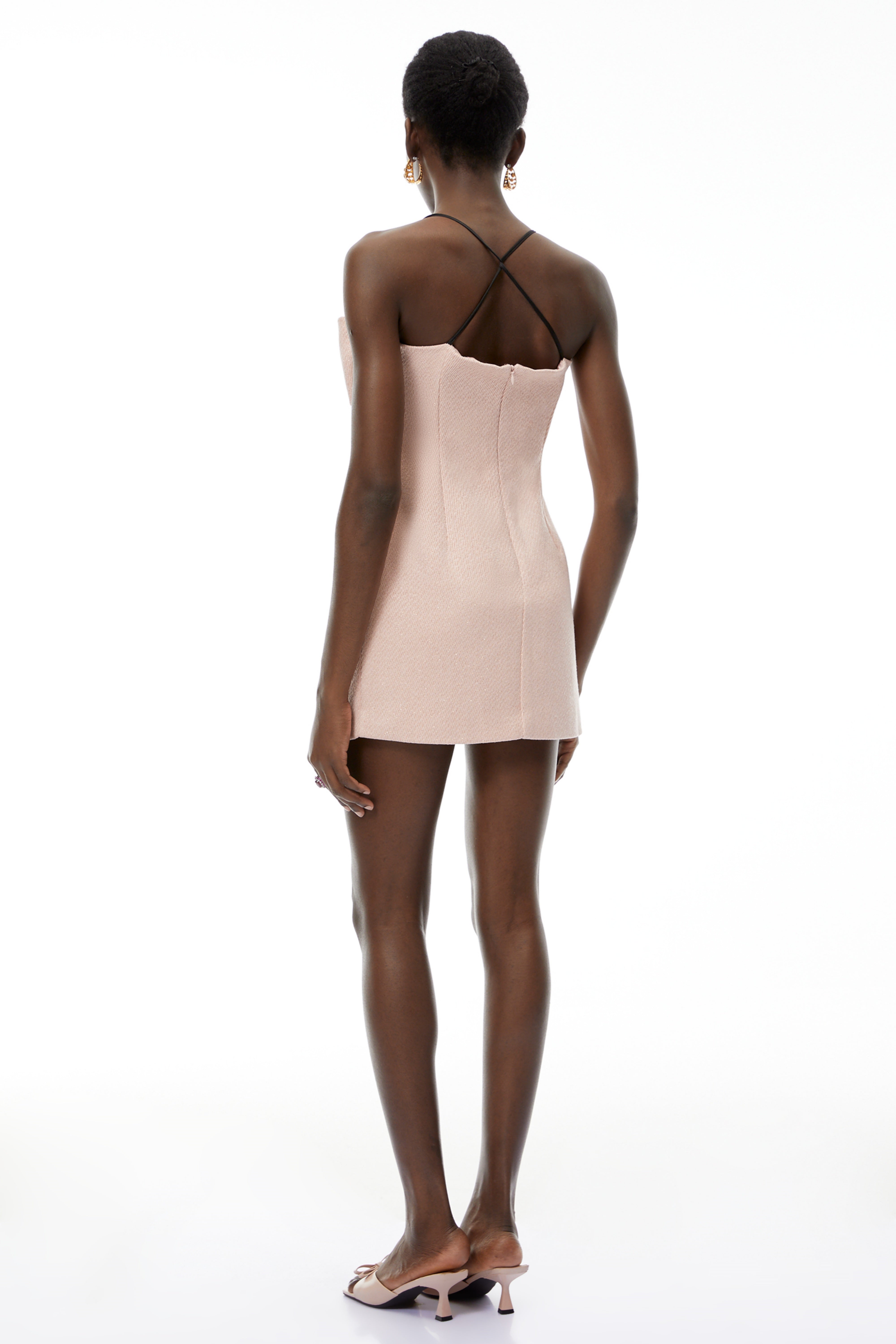 Asymmetrisches Minikleid in Delphine-Rosa mit Farbblöcken