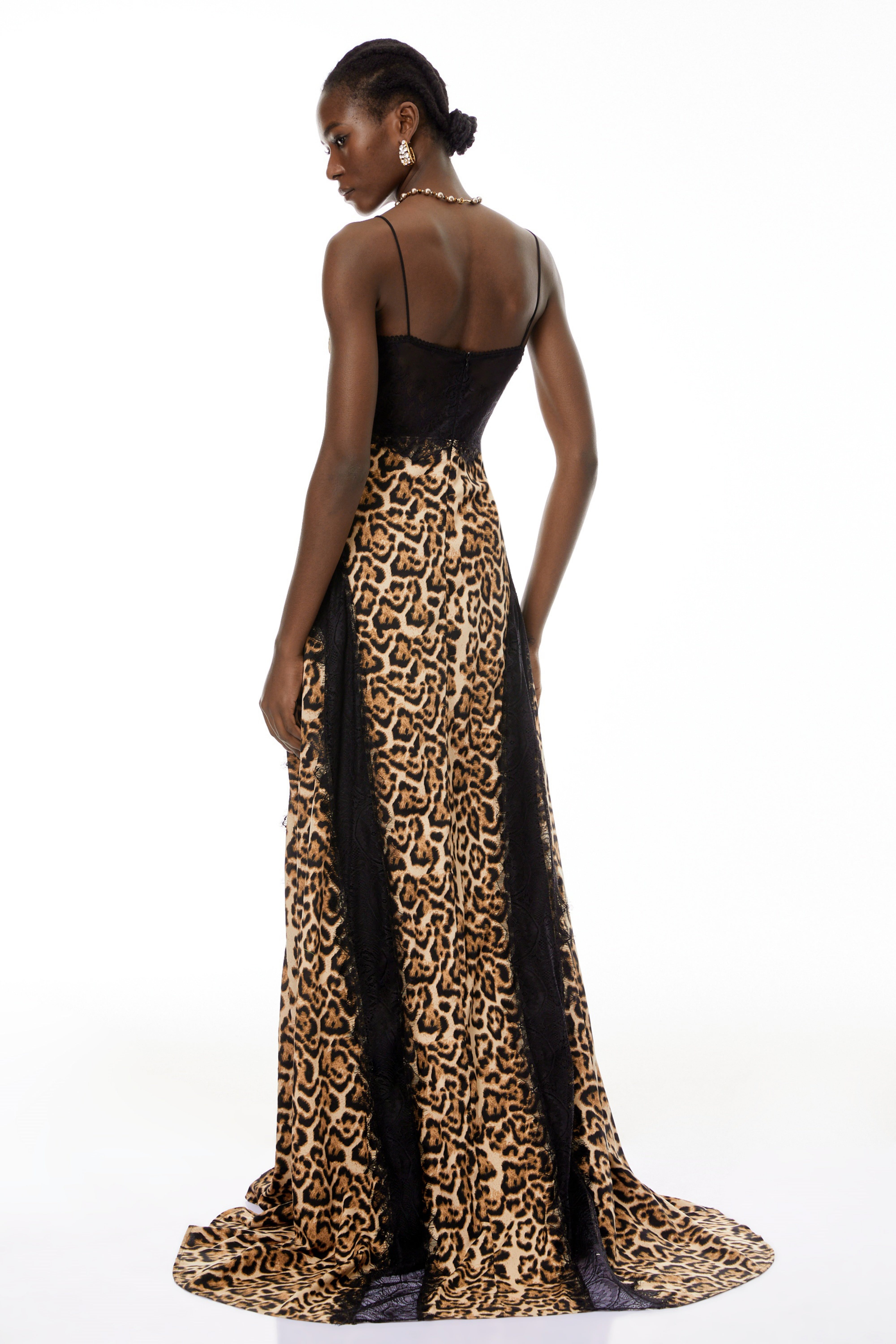 Denisa Brown Leopard Print Maxi Dress