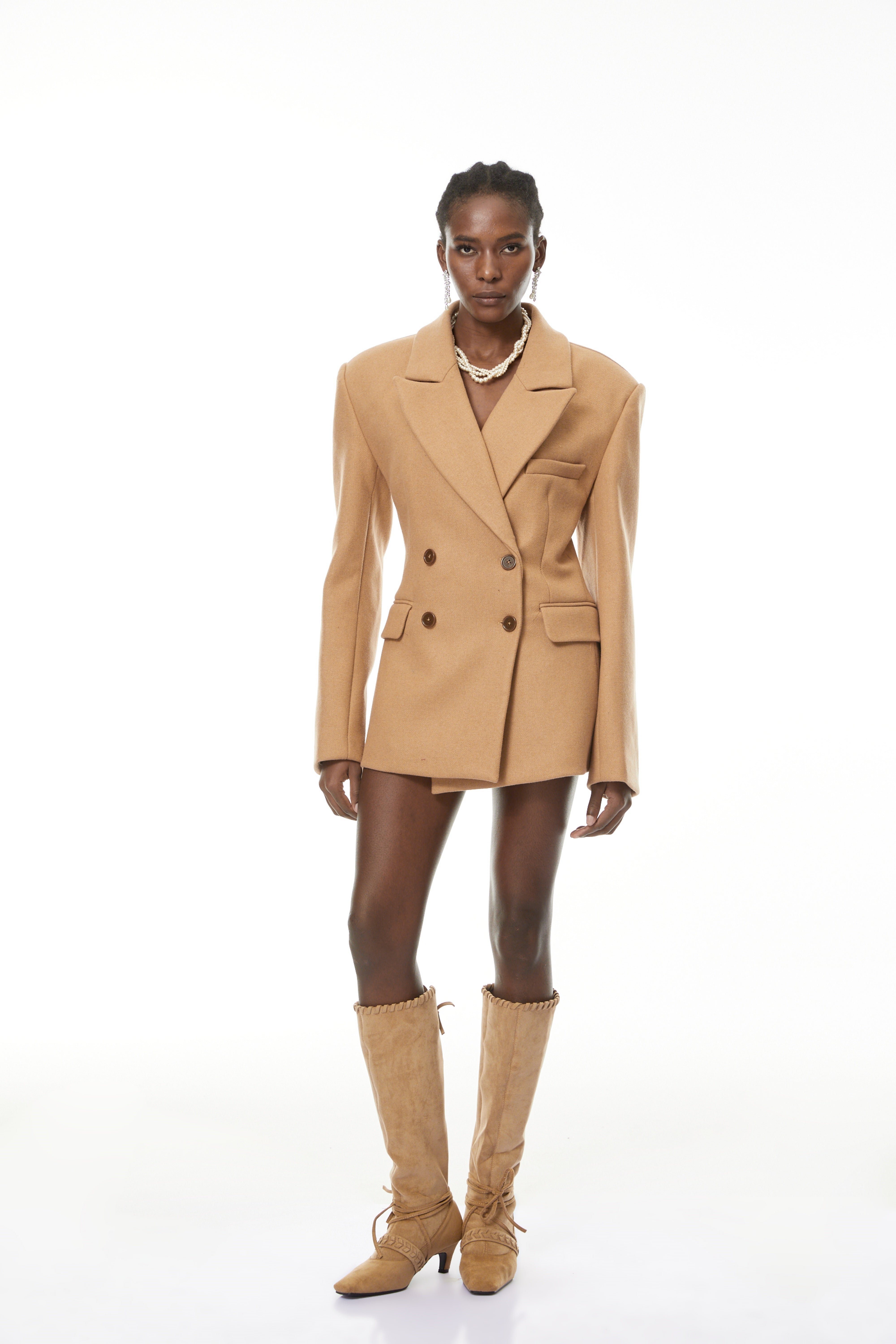 Dorina Khaki Double Breasted Blazer