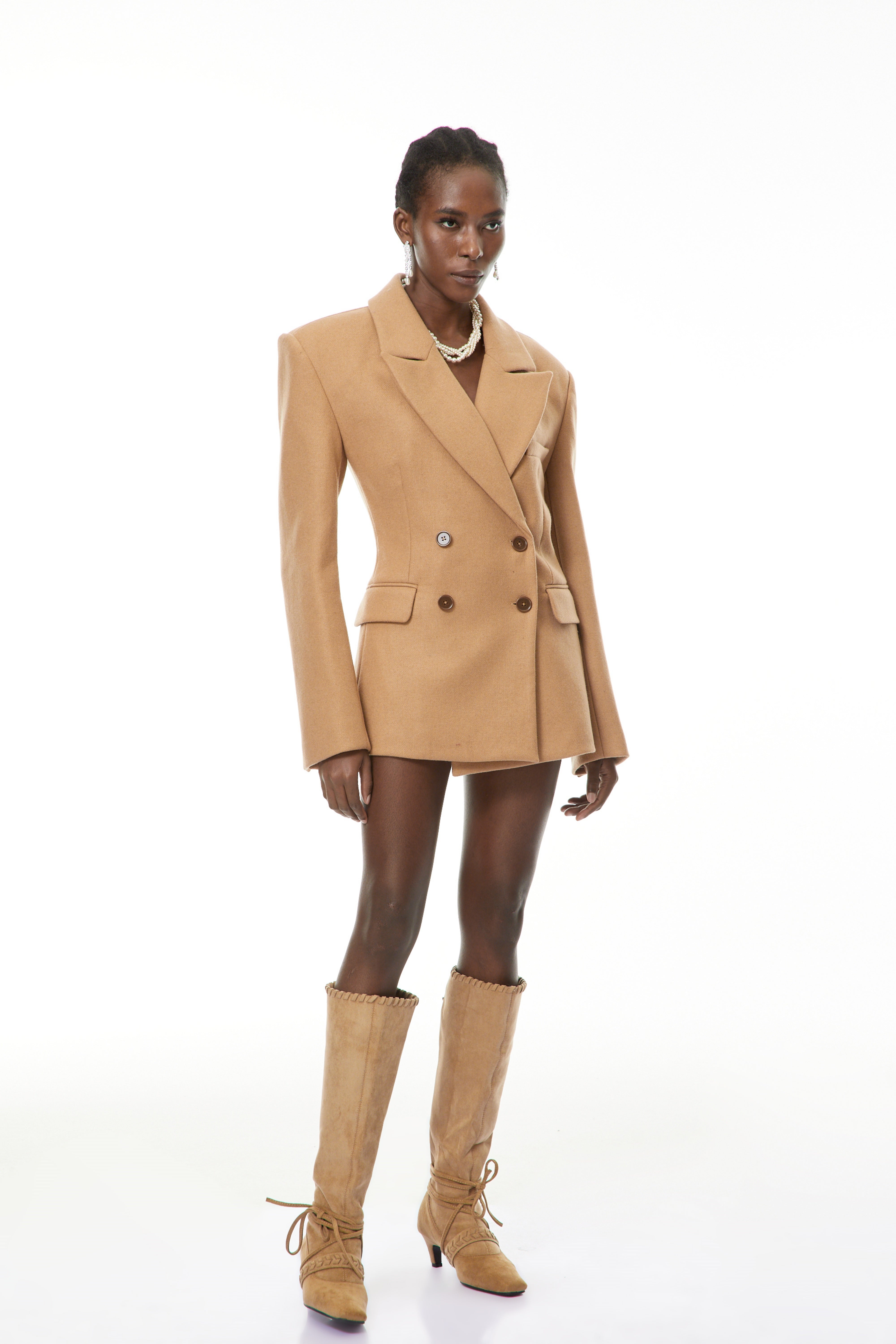 Dorina Khaki Double Breasted Blazer