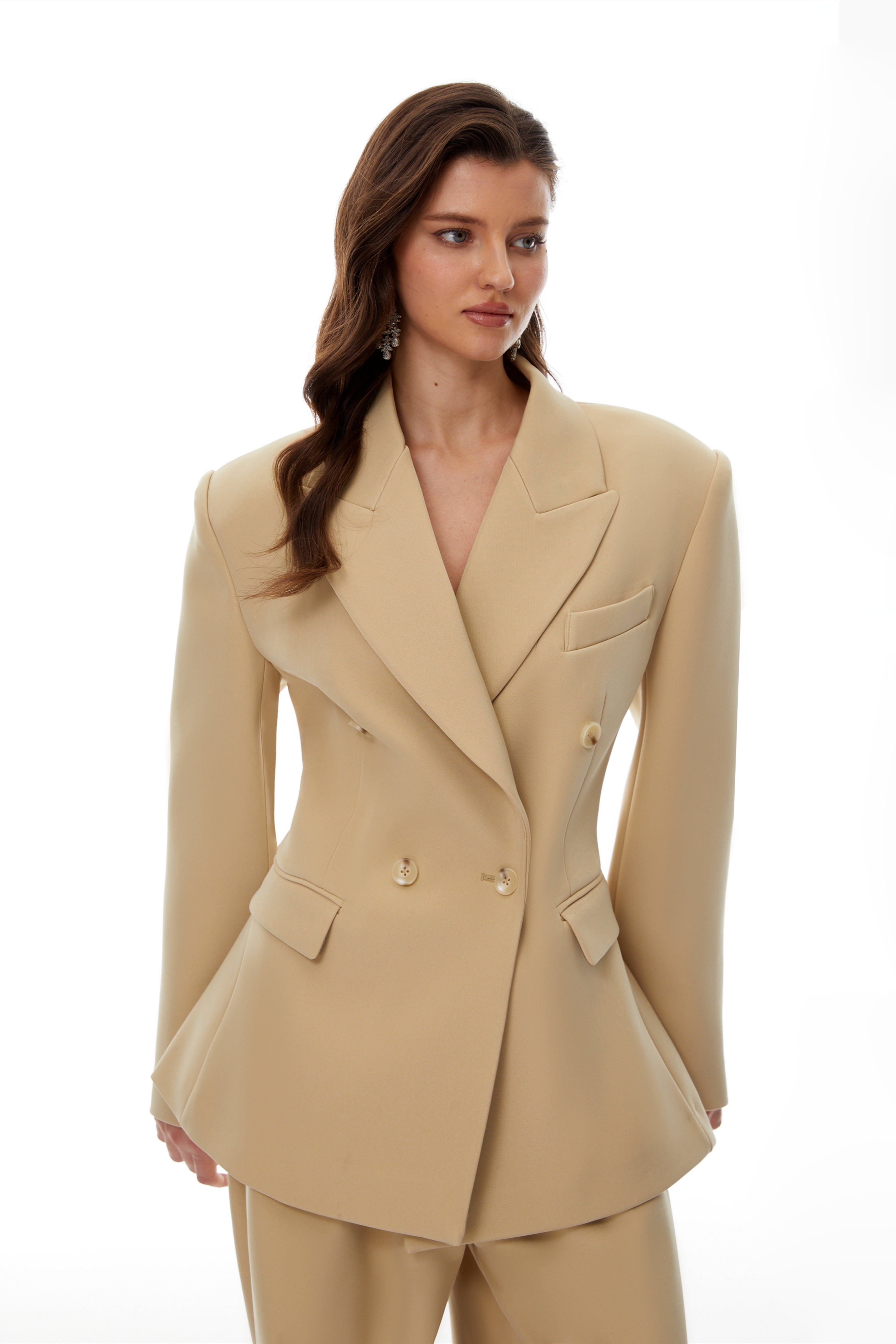 Dorothée Khaki Double-Breasted Blazer & Trouser Set